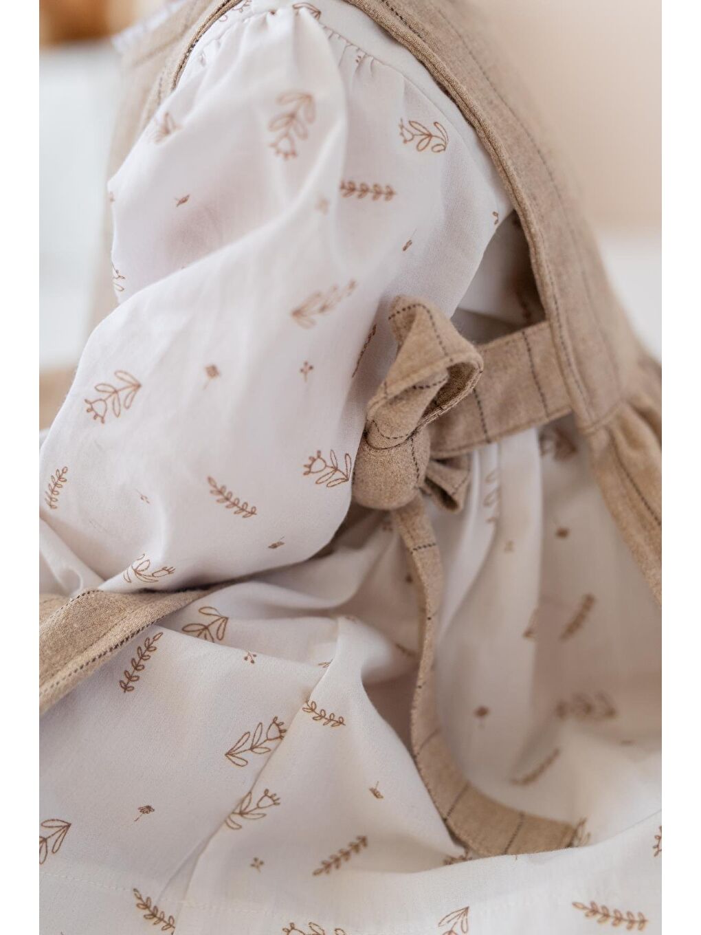 Kız Bebek Dokuma Elbise Ve Gömlek Takım - Bej-3