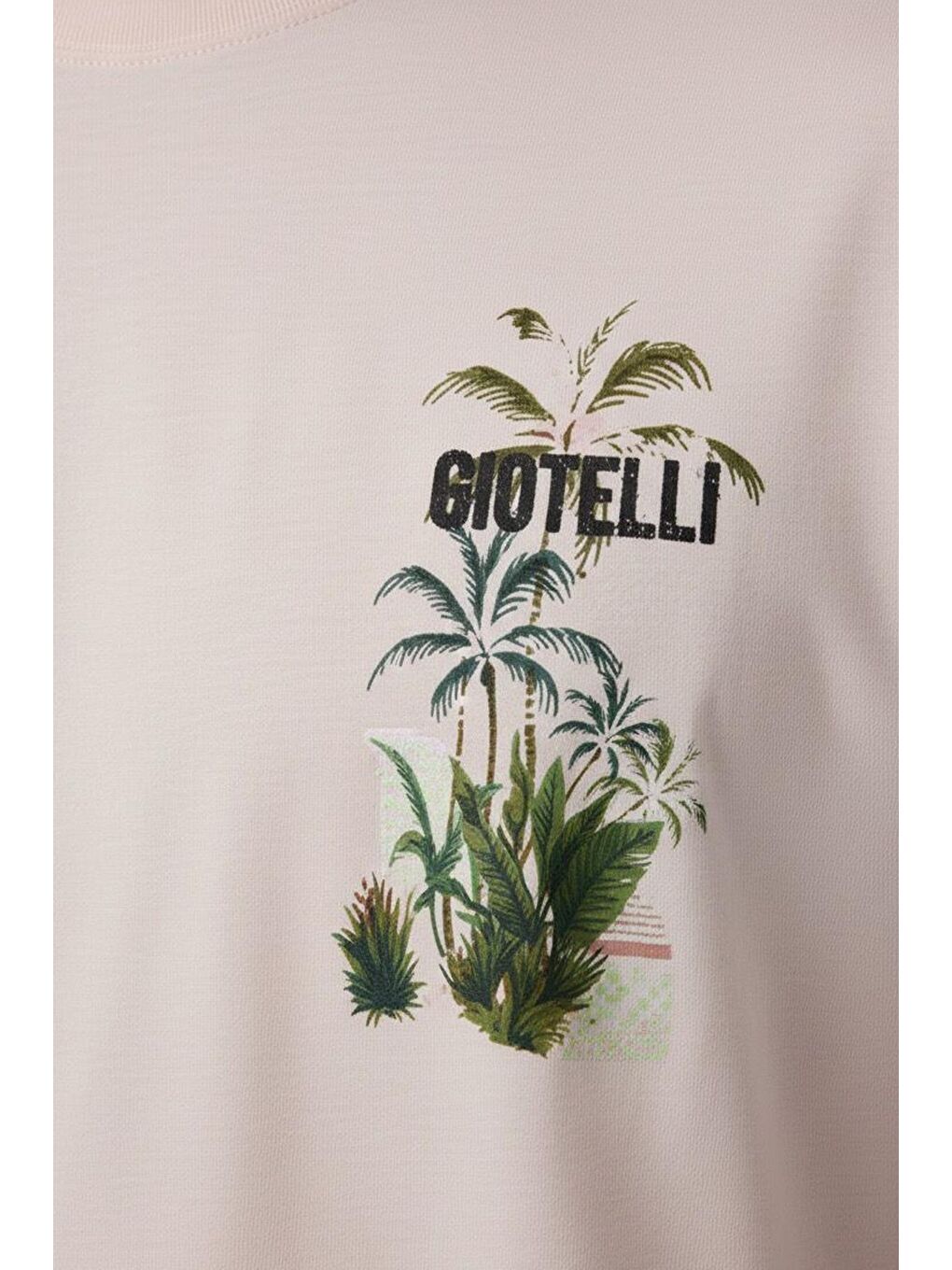 Giotelli Açık Pembe Bisiklet Yaka Baskılı Erkek T-Shirt-1
