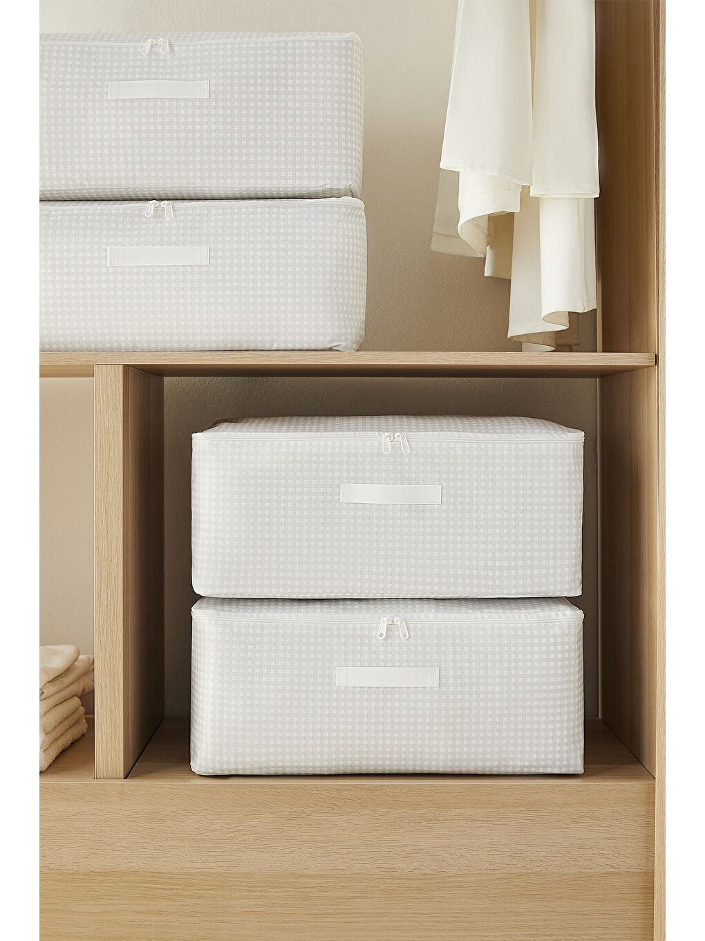 4'lü Orta Boy Gri Pötikare Hurç Set 52 x 28 x 21 cm-1