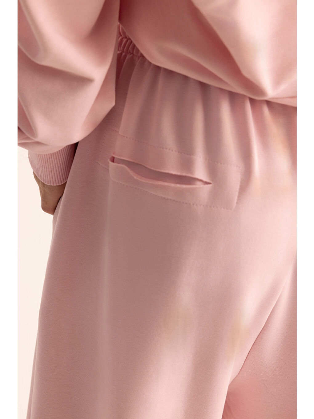 Tyon Şerit Detay Pembe Kapüşonlu Crop Eşofman Takım-7