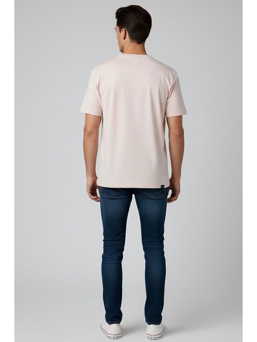 Giotelli Açık Pembe Bisiklet Yaka Baskılı Erkek T-Shirt-3