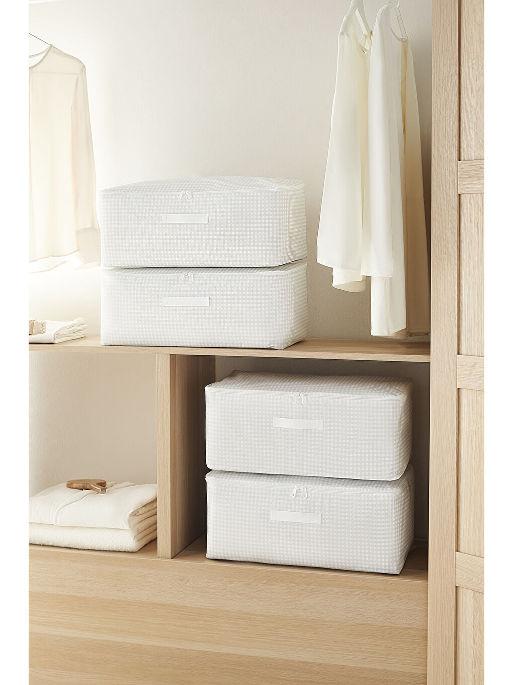 4'lü Orta Boy Gri Pötikare Hurç Set 52 x 28 x 21 cm-2