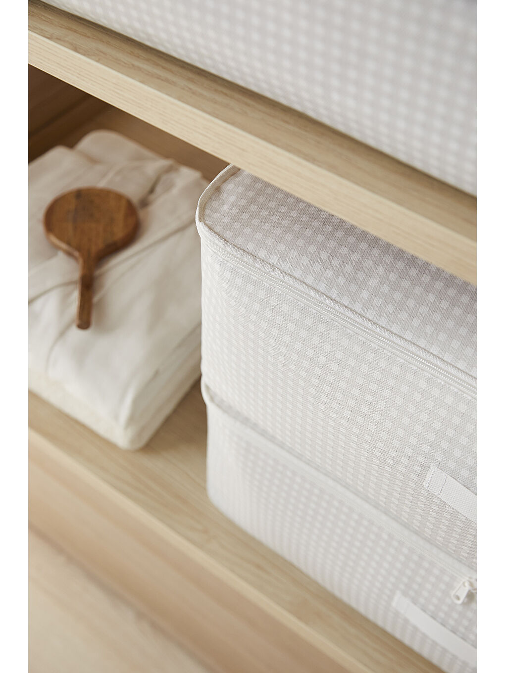 4'lü Büyük Boy Gri Pötikare Baza Altı Hurç Set 62 x 46 x 22 cm-3