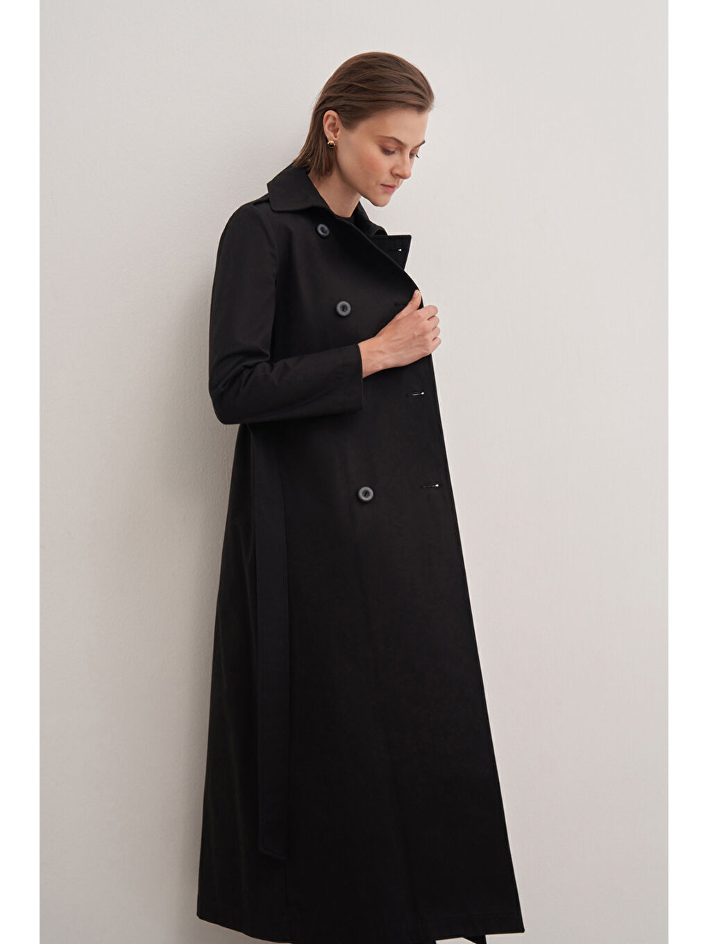 Siyah Kuşaklı Trençkot-1