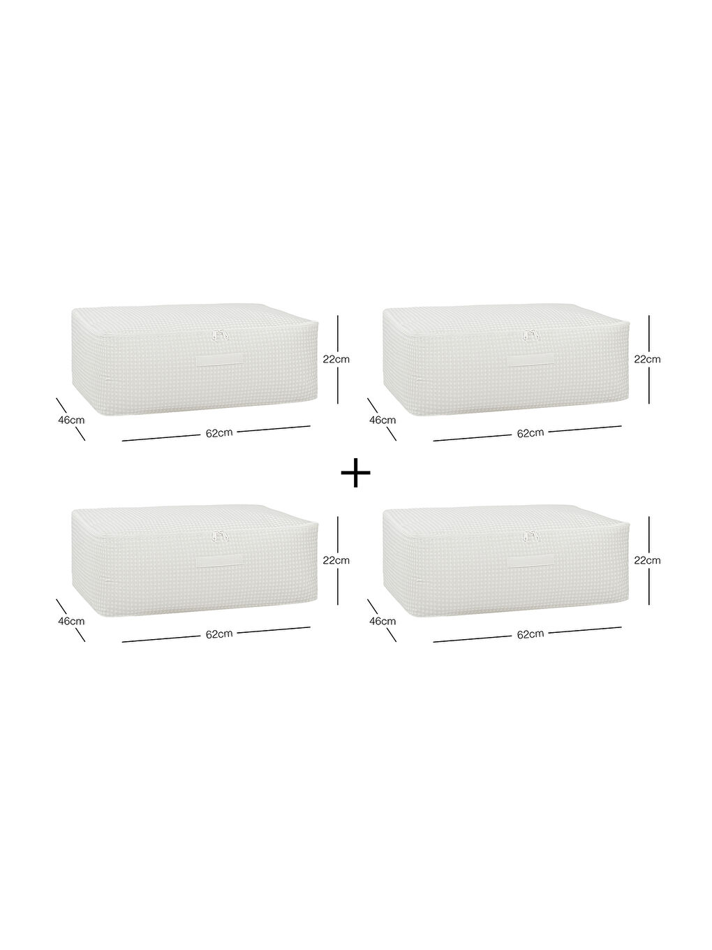 4'lü Büyük Boy Gri Pötikare Baza Altı Hurç Set 62 x 46 x 22 cm-6