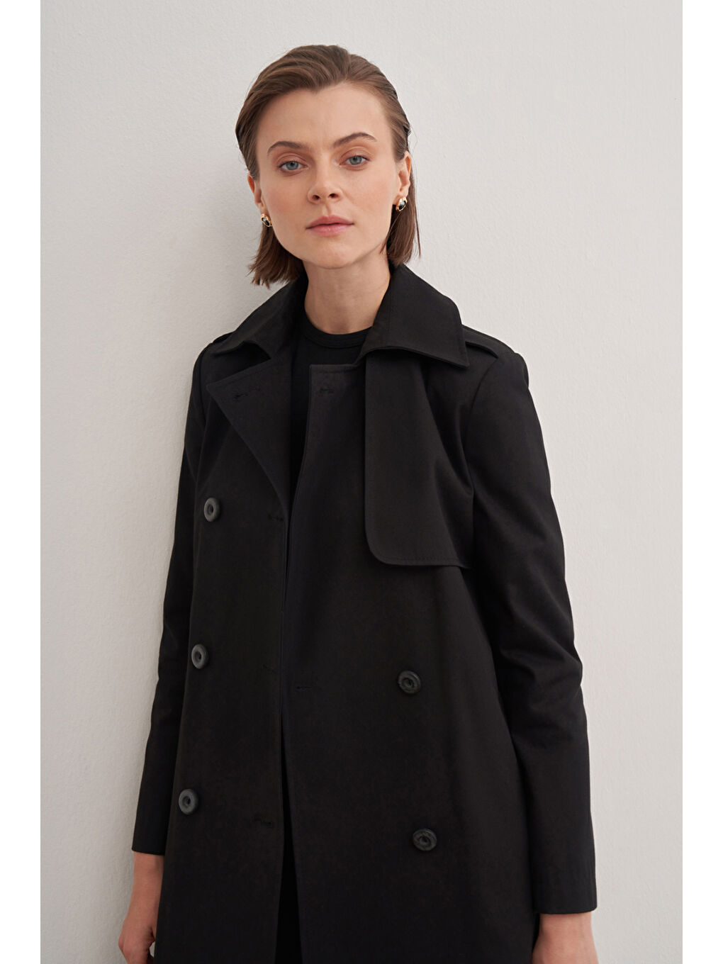 Siyah Kuşaklı Trençkot-4