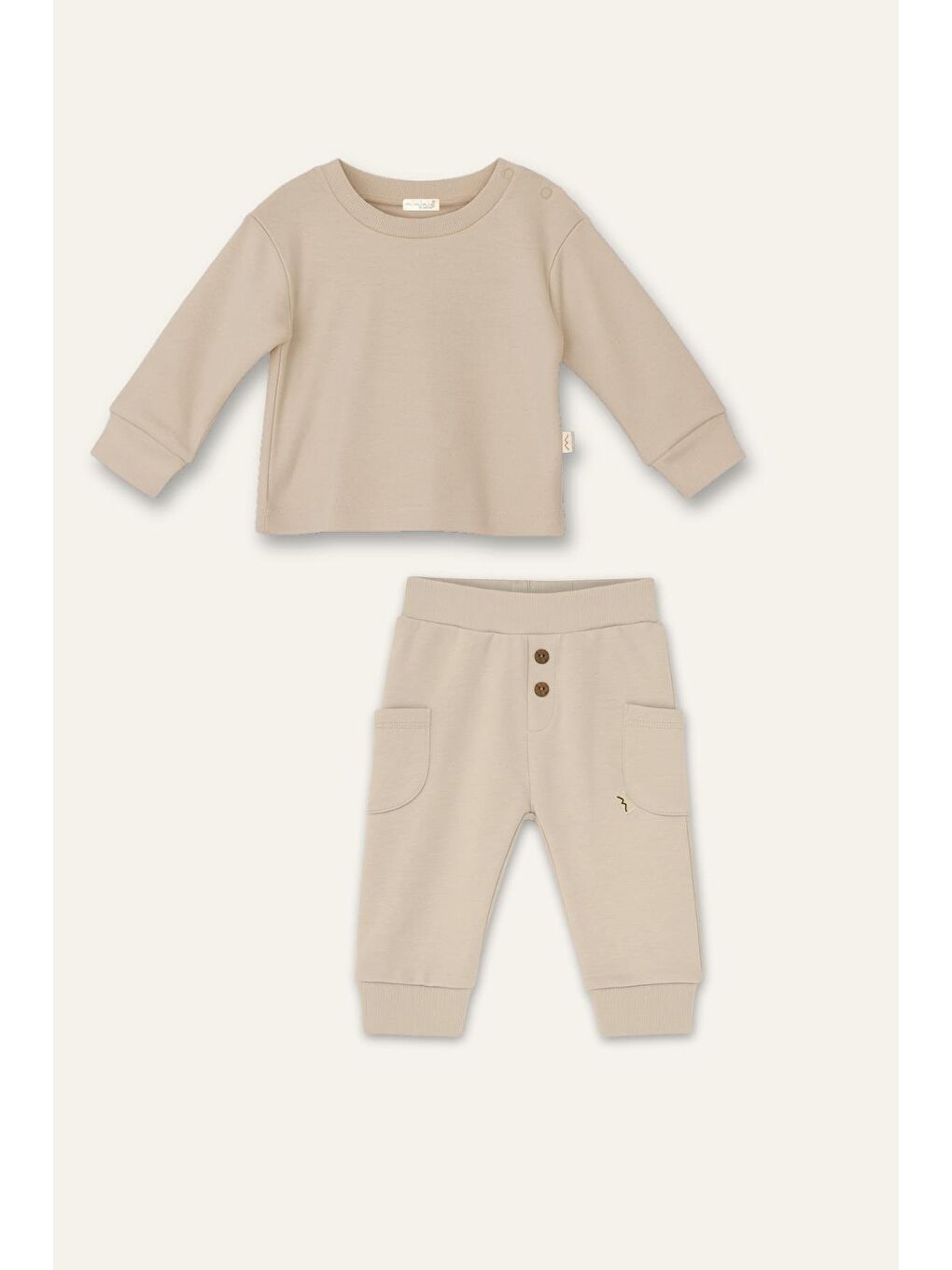 Unisex Bebek Organik İkili Takım - Ekru