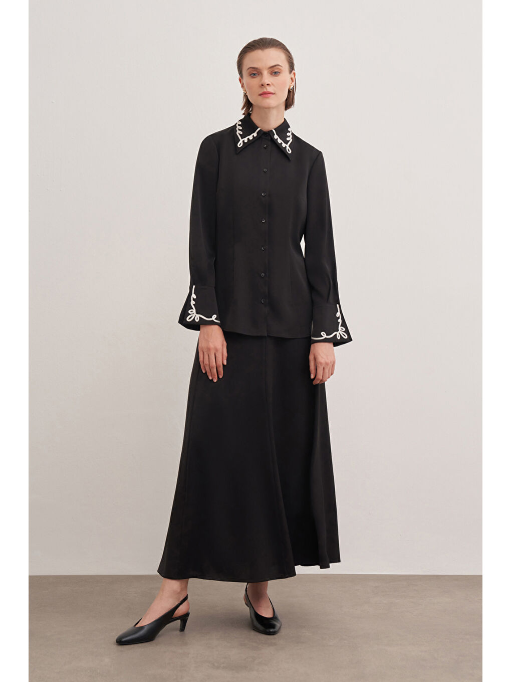 Siyah Gömlek Yaka Tunik