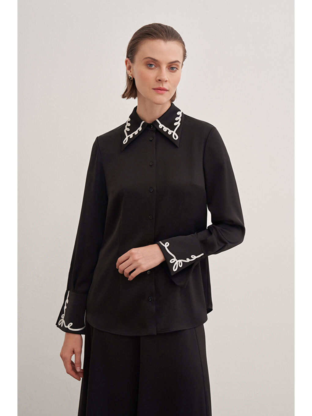 Siyah Gömlek Yaka Tunik-1