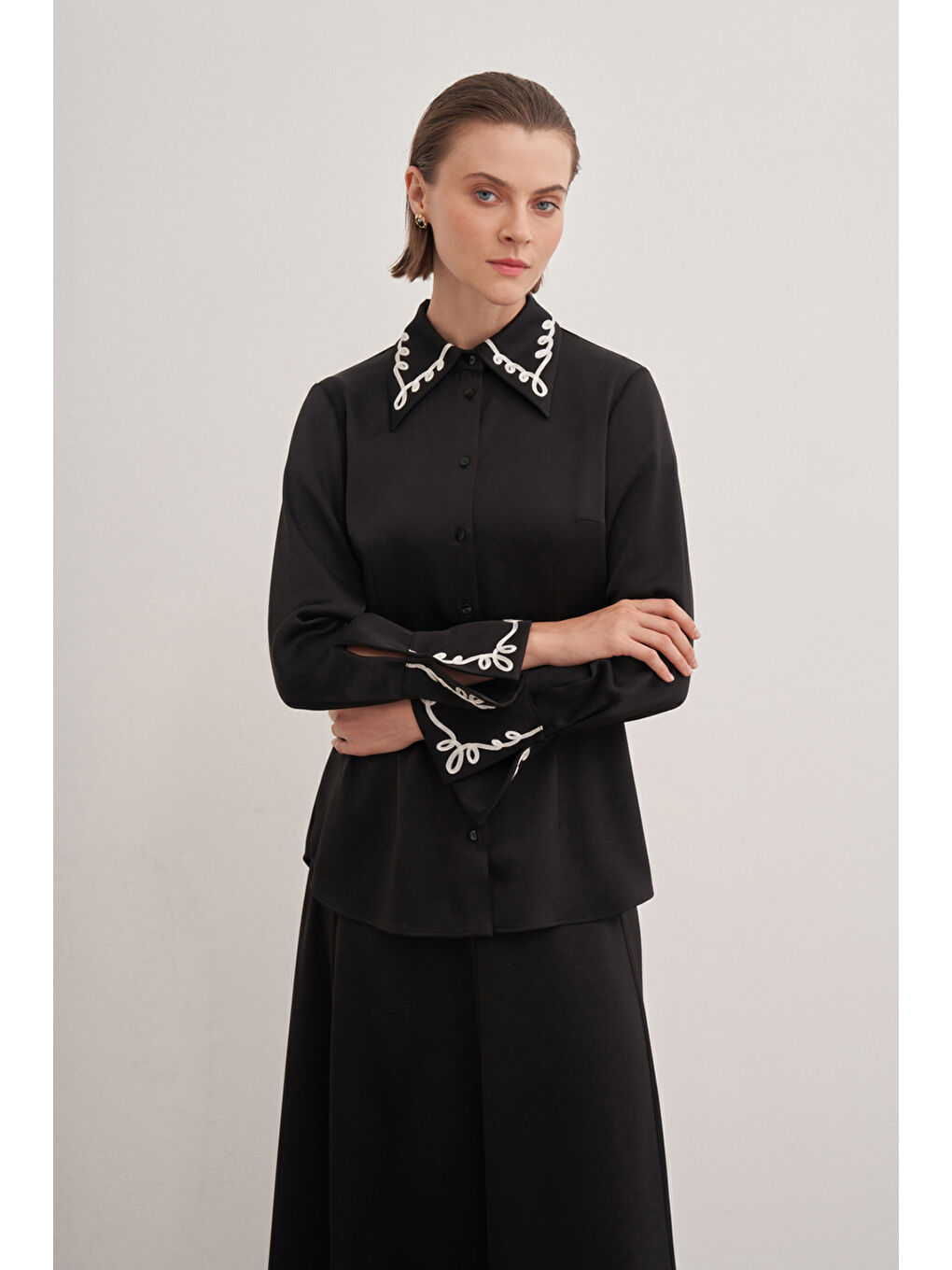 Siyah Gömlek Yaka Tunik-3