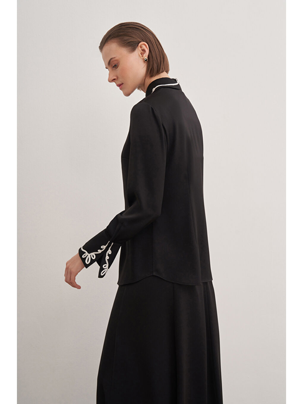 Siyah Gömlek Yaka Tunik-4