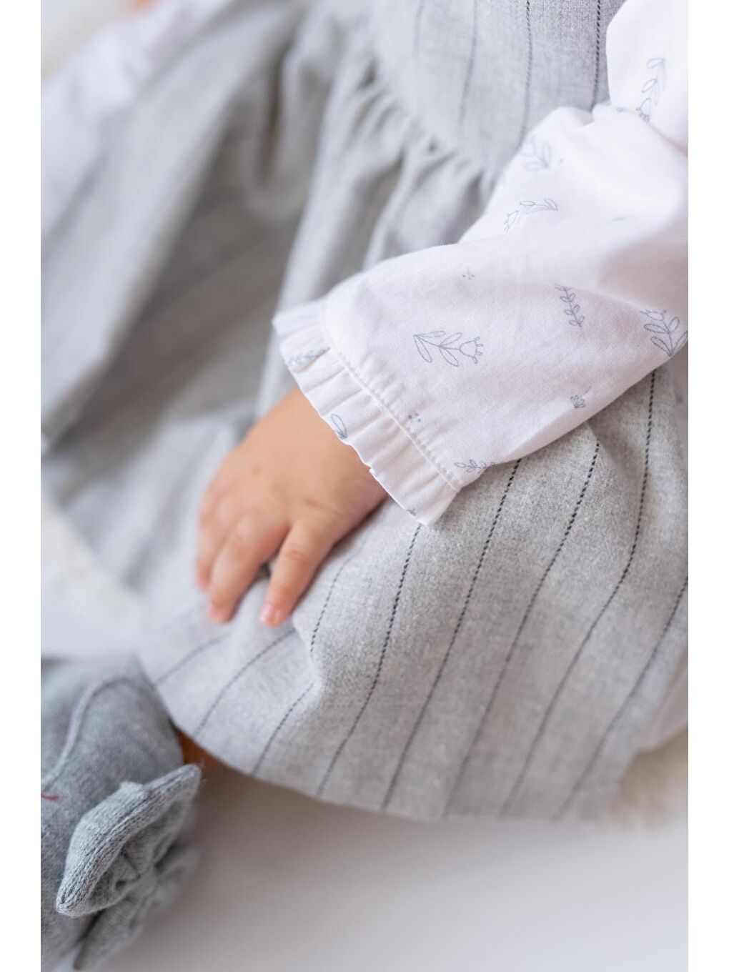 Kız Bebek Dokuma Elbise Ve Gömlek Takım - Gri-2