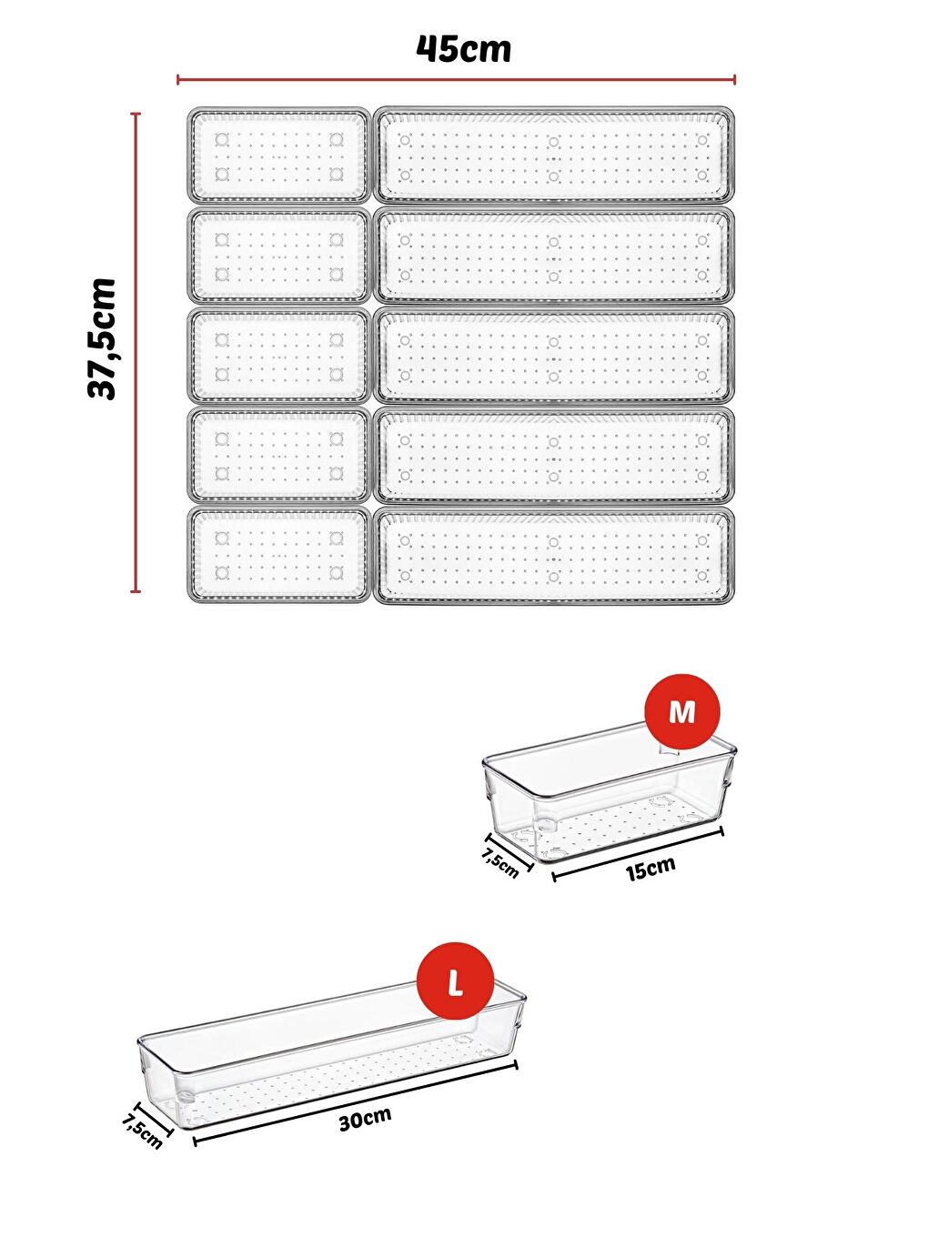 Nandy Home Beyaz 10 Parça Çekmece İçi Kaşıklık  Düzenleyici  Organizer - 1