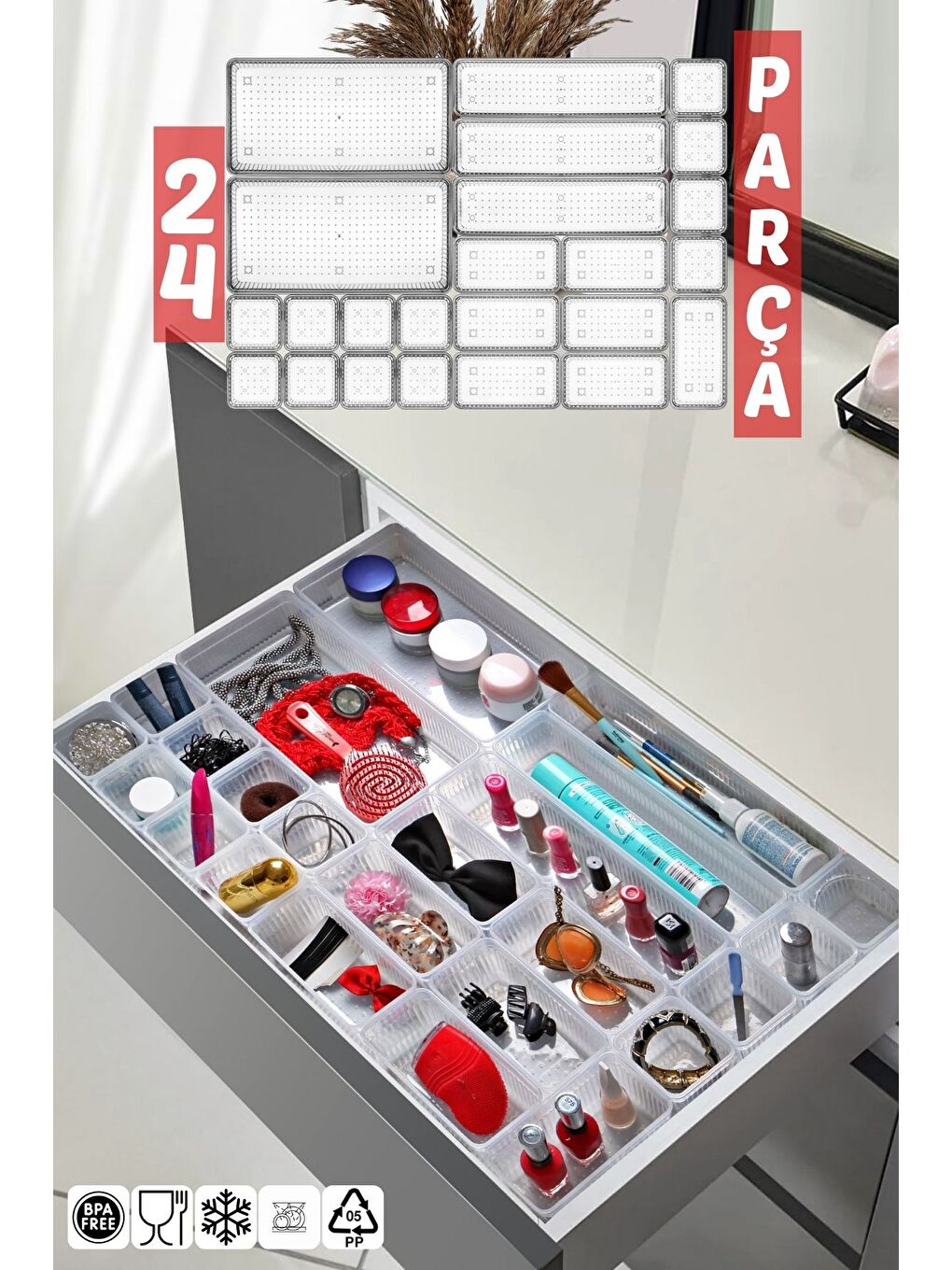 Nandy Home Beyaz 24 Parça Çekmece İçi  Düzenleyici  Organizer Set