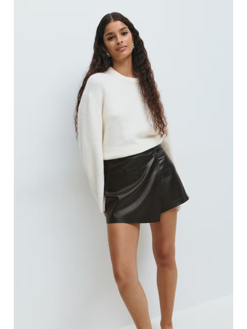 Siyah Kadın Deri Şort Etek Mg2521-3