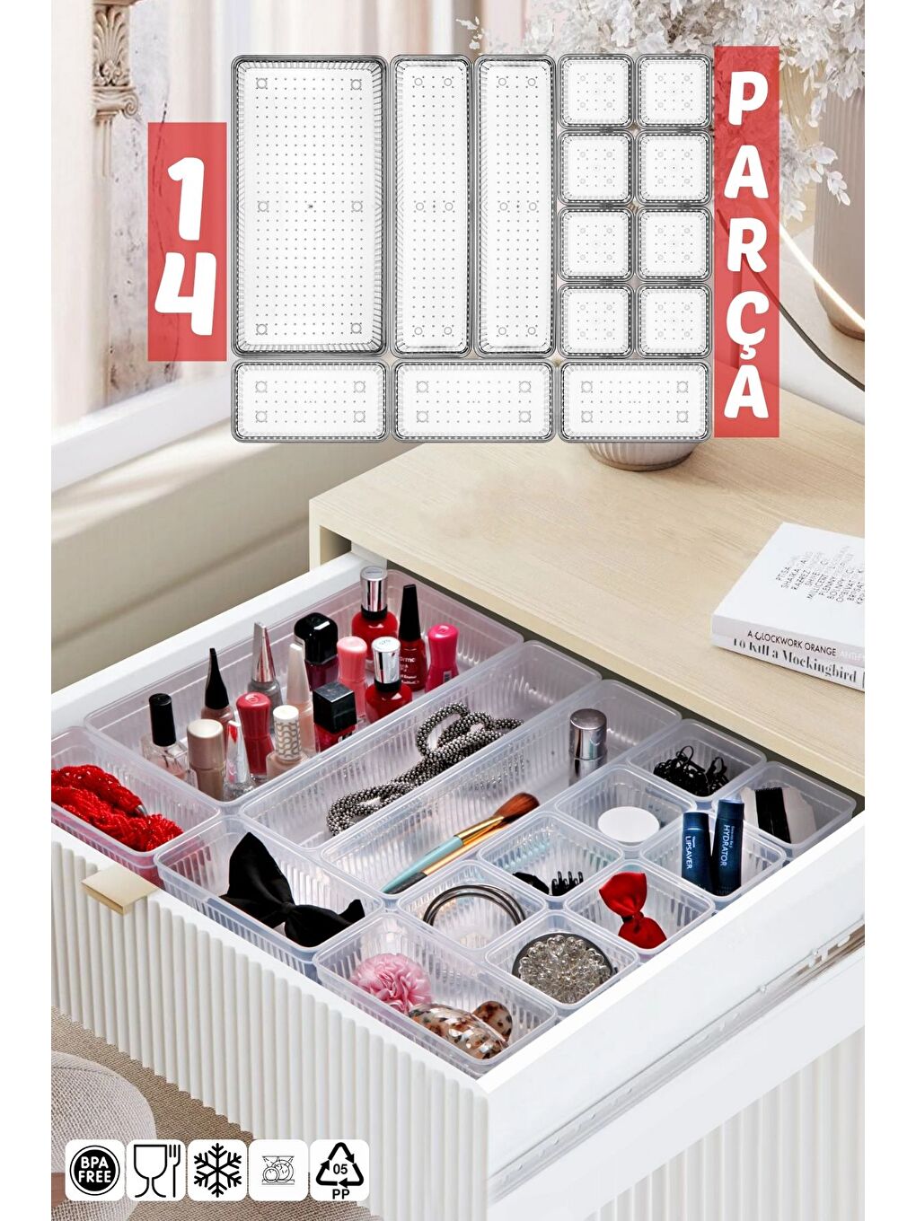 Nandy Home Beyaz 14 Parça Çekmece İçi  Düzenleyici  Organizer Set