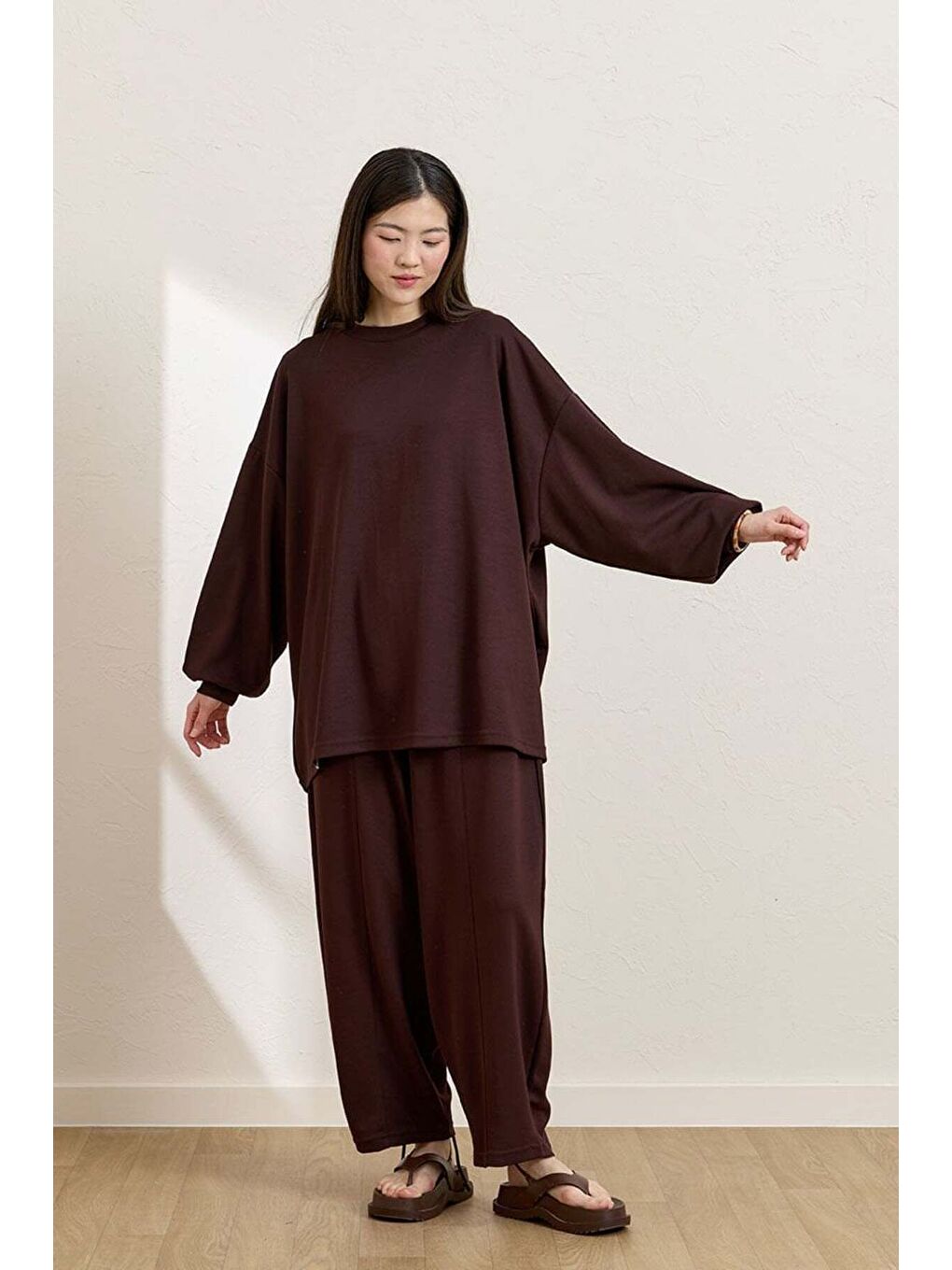 Kahverengi Acı Kahve Şalvar Takım-3