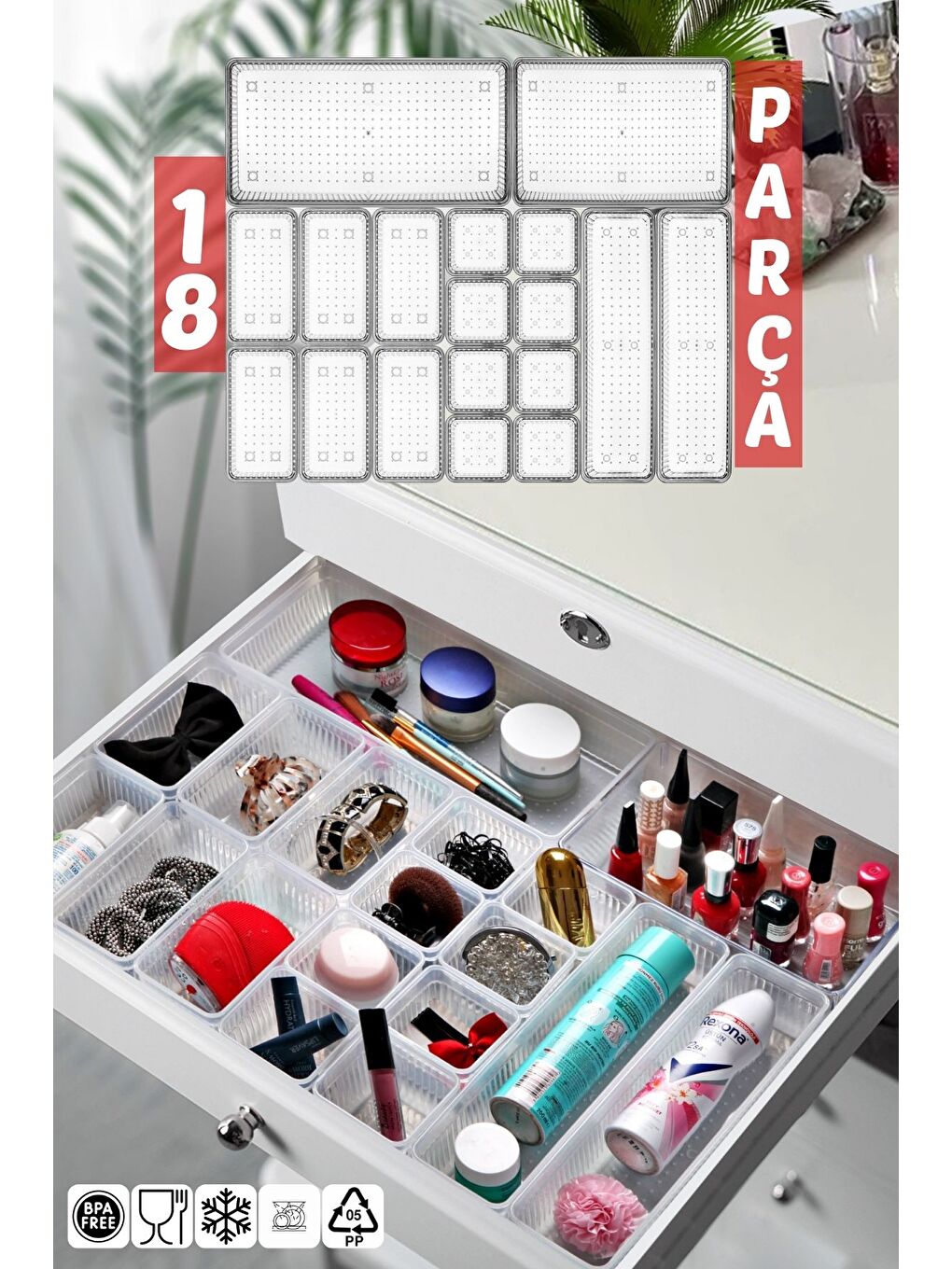 Nandy Home Beyaz 18 Parça Çekmece İçi Düzenleyici  Organizer Set