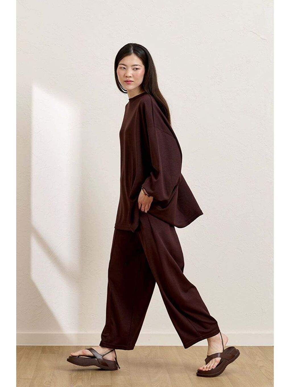 Kahverengi Acı Kahve Şalvar Takım-4