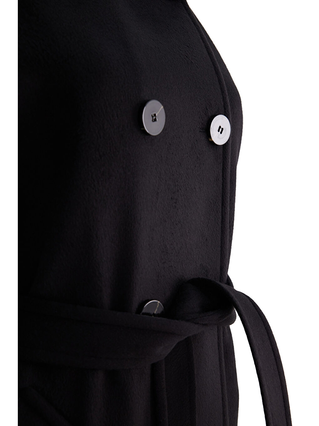 Siyah Apolet Detaylı Belden Kuşaklı Yelek-1