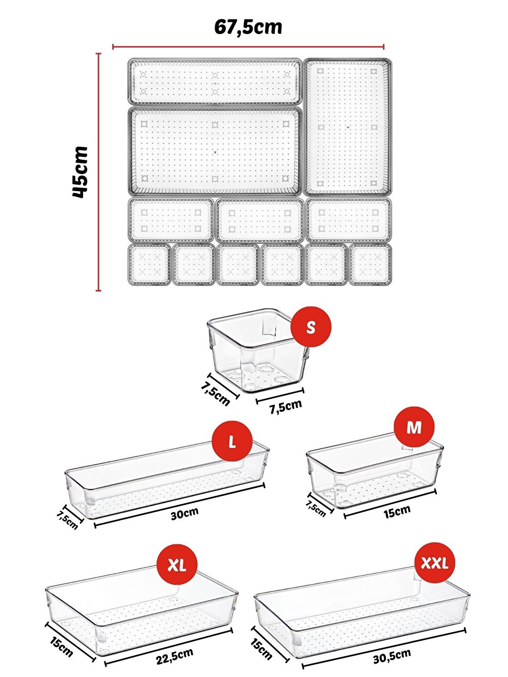 Nandy Home Beyaz 12 Parça Çekmece İçi  Düzenleyici  Organizer Set - 1