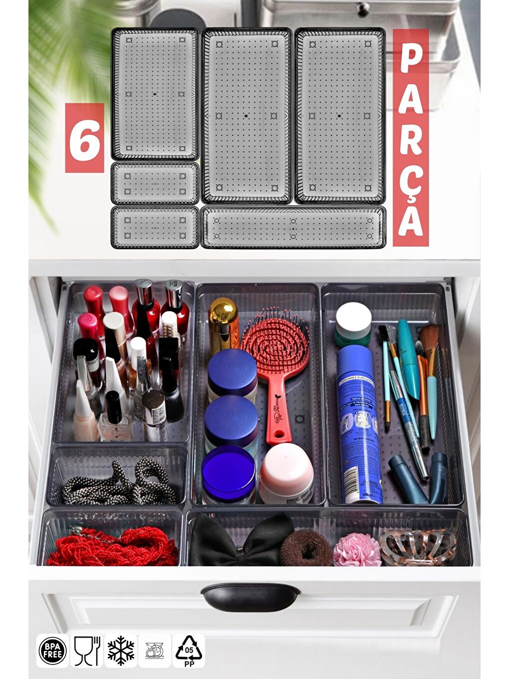 Nandy Home Gri 6 Parça Çekmece İçi Düzenleyici  Organizer Set