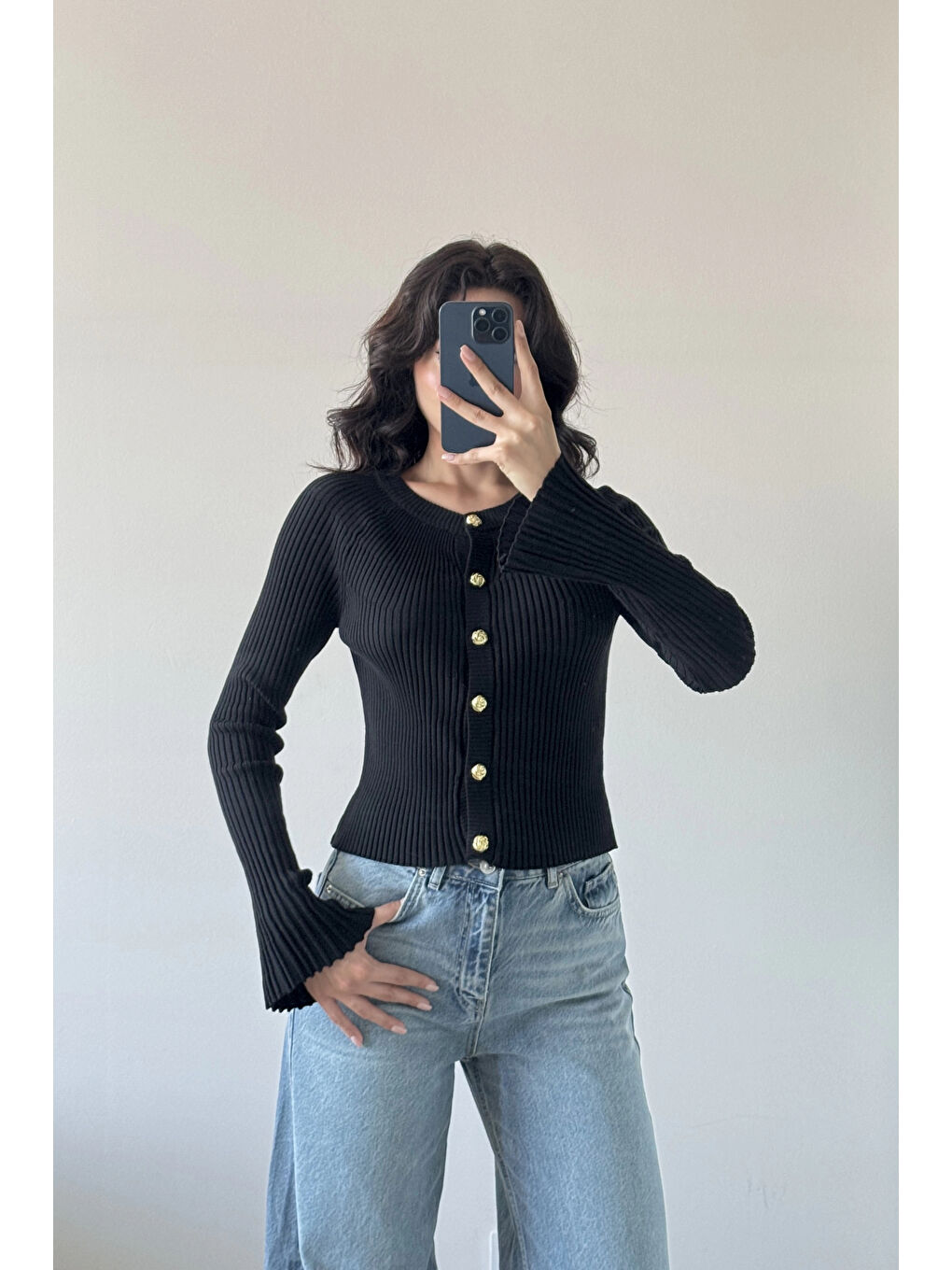 Kadın Siyah İspanyol Kol Hırka 1014-2425