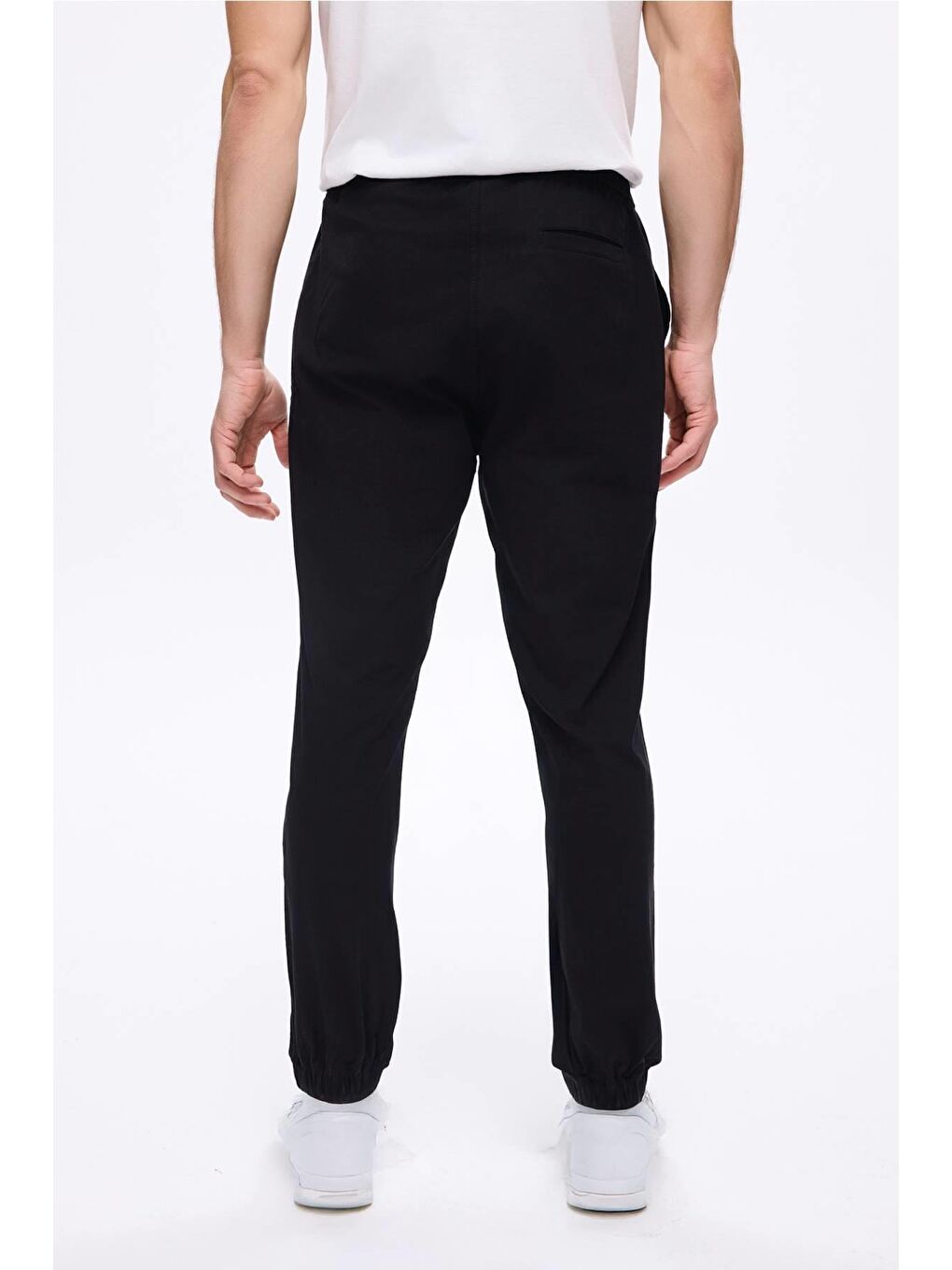 Beli Ve Paçası Lastikli Bağcıklı Siyah Erkek Jogger Pantolon 4023-4