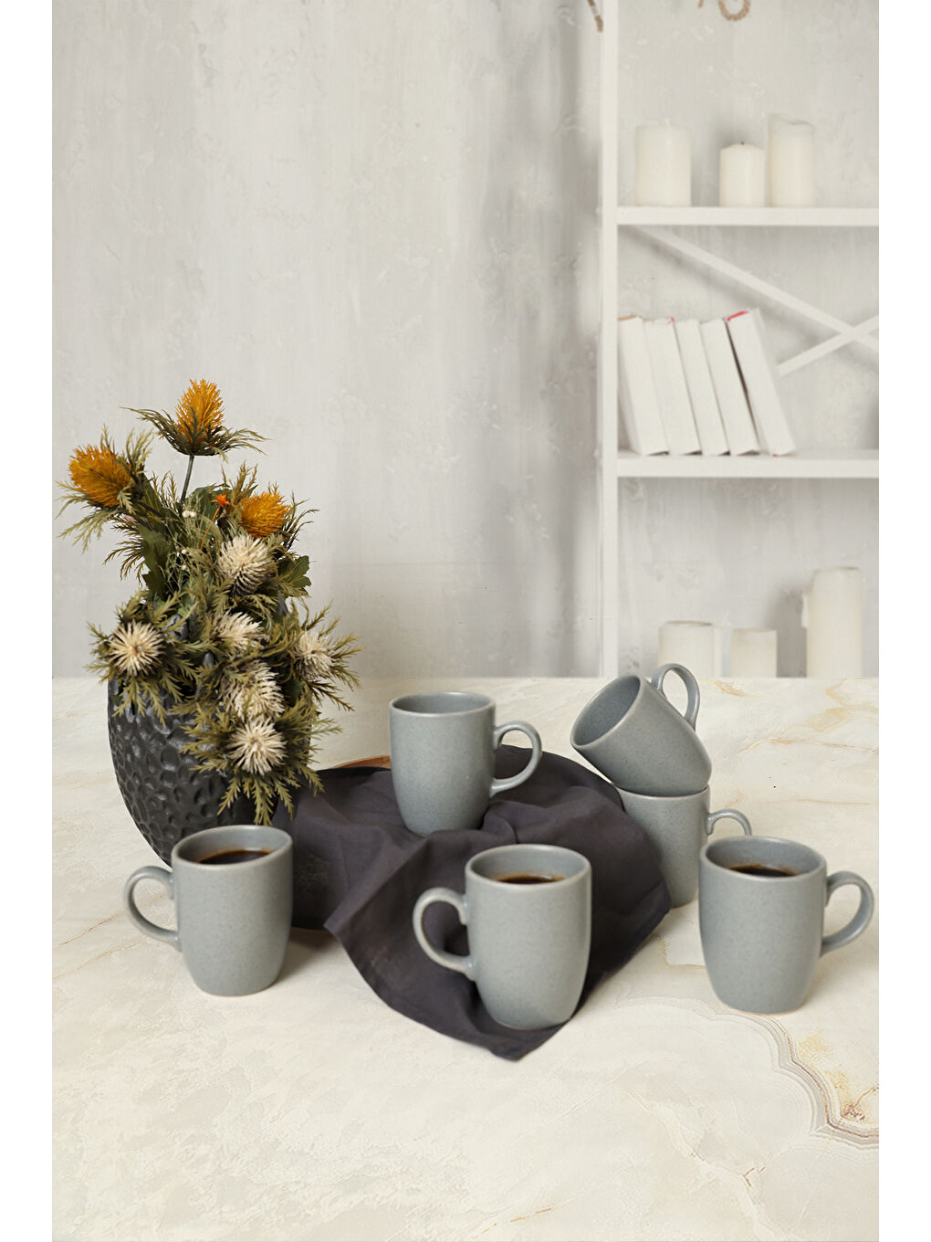 Mat Gri Bulut Kupa 9 Cm 6 Adet-2