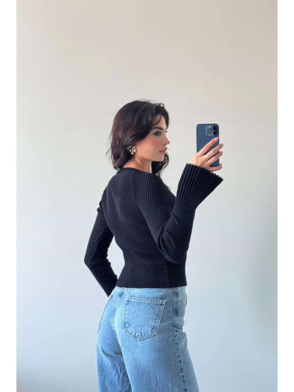 Kadın Siyah İspanyol Kol Hırka 1014-2425-1