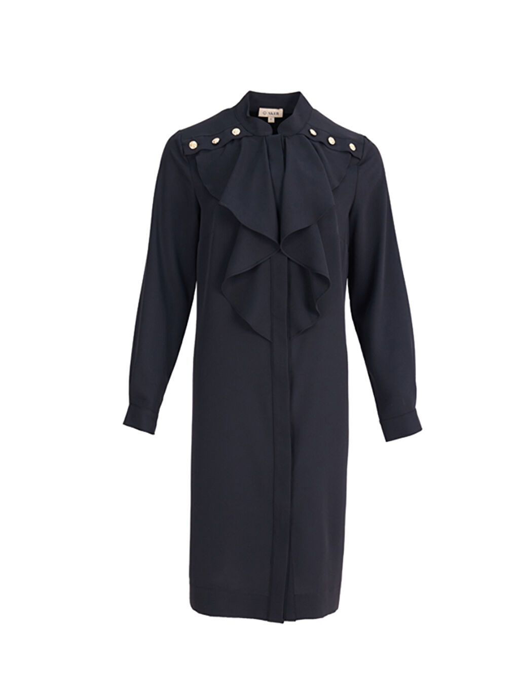 Siyah Volanlı Düğme Detaylı Tunik