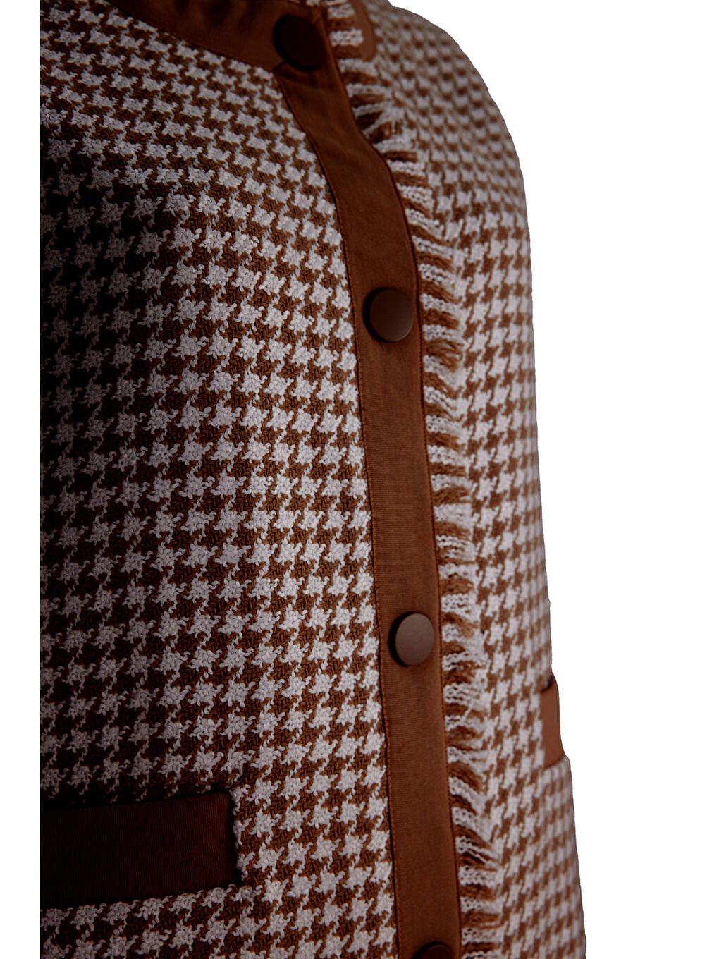 Kahverengi Kiremit Grogren Ve Püskül Detaylı Yelek-1