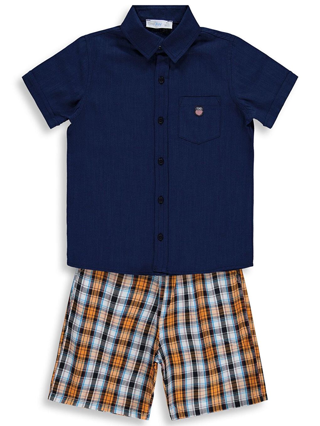 Erkek Ekoseli Gömlekli Takım - Lacivert