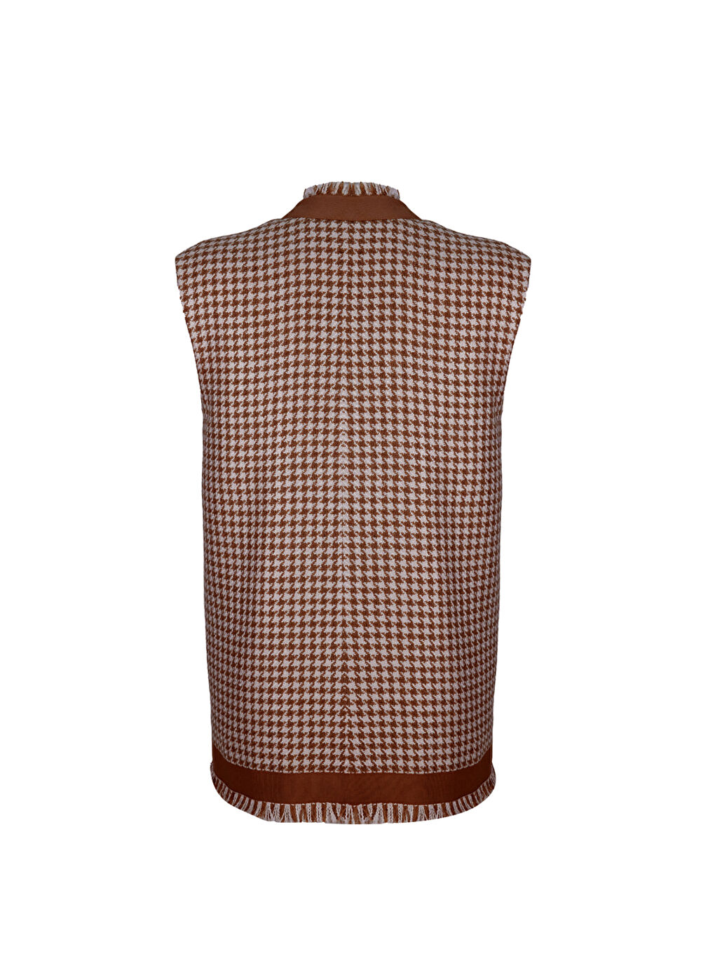 Kahverengi Kiremit Grogren Ve Püskül Detaylı Yelek-2