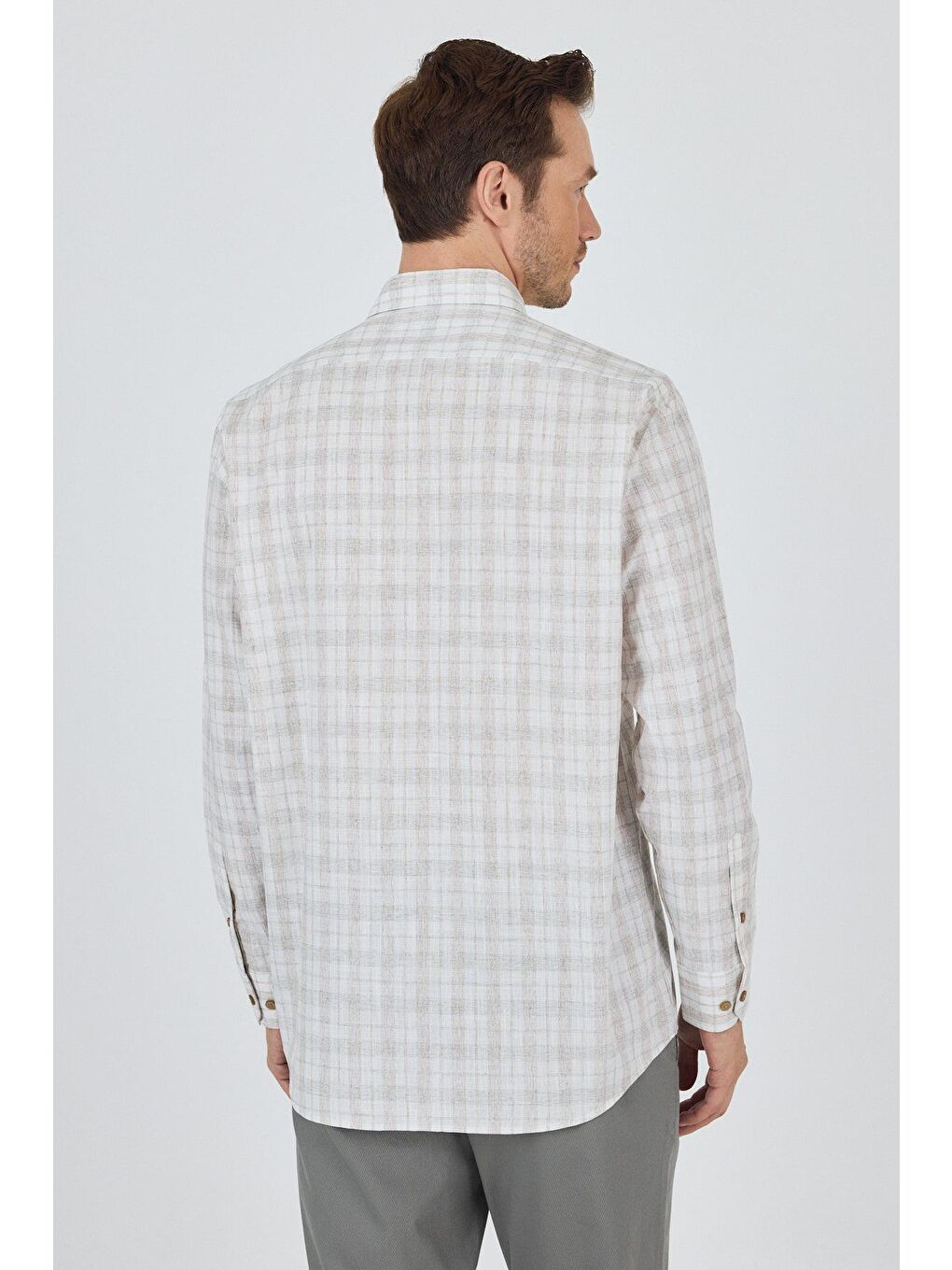 Koyu Yeşil Uzun Kollu Ekose Desen Düğmeli Yaka Pamuk Casual Comfort Fit Gömlek 1004250101-4