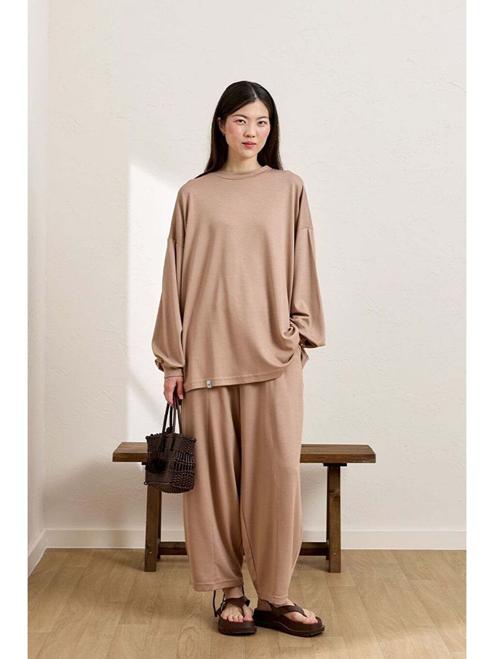 Bej Karamel Şalvar Takım