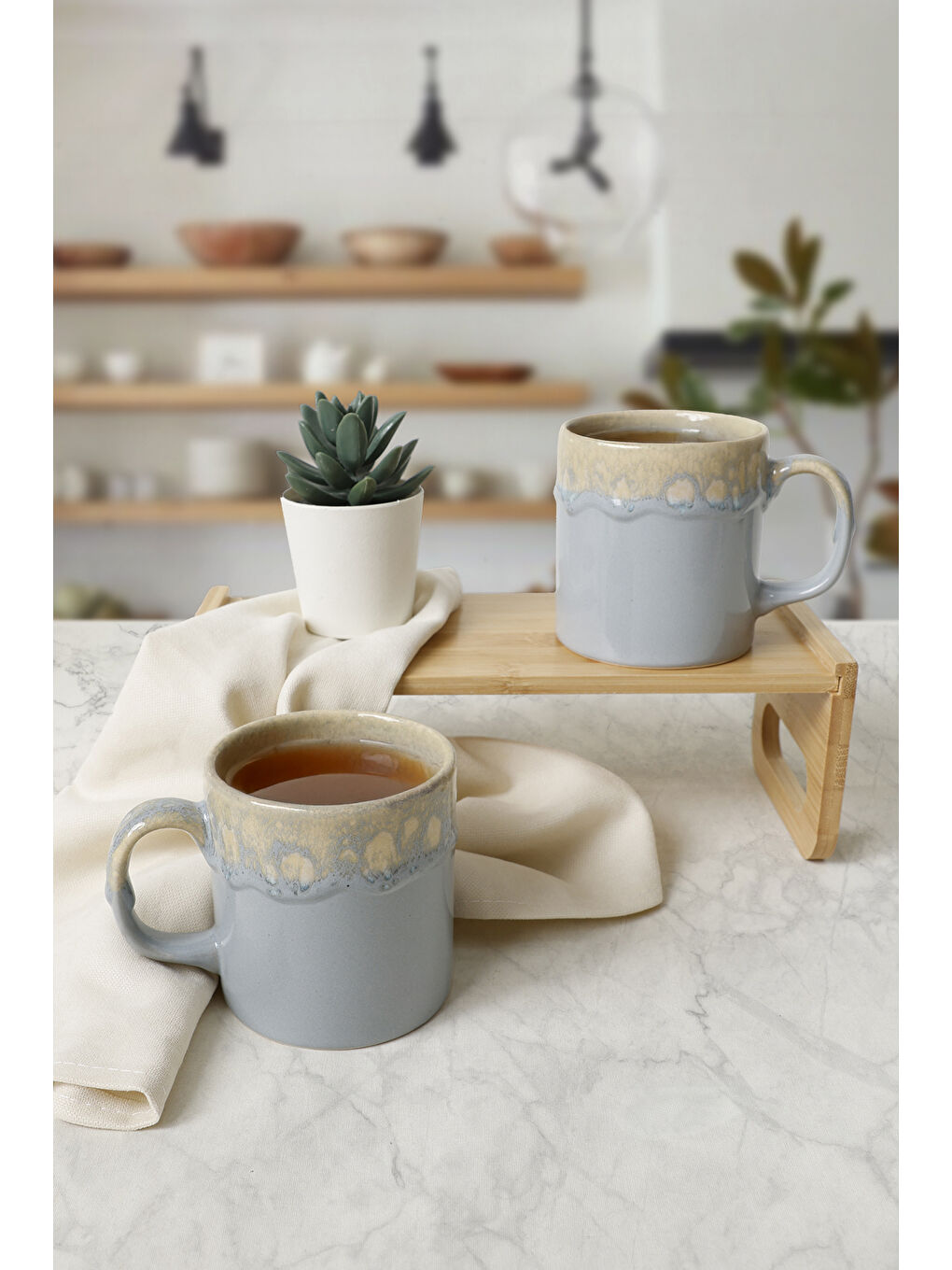 Shizen Gri Silindir Kupa 10 Cm 2 Adet-1