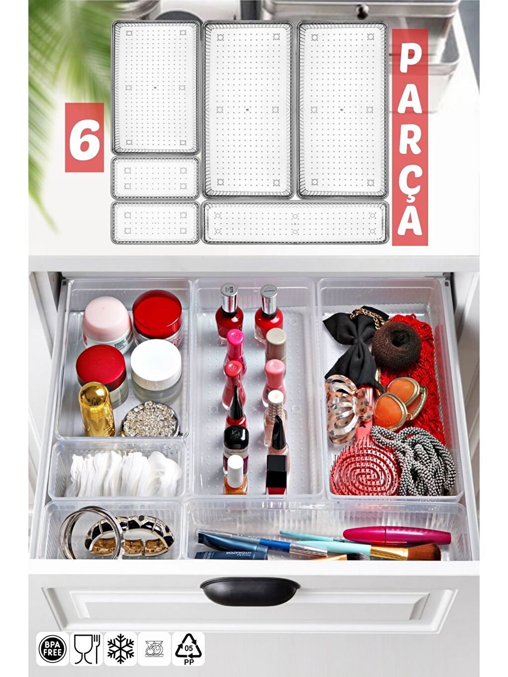 Nandy Home Beyaz 6 Parça Çekmece İçi Düzenleyici  Organizer Set