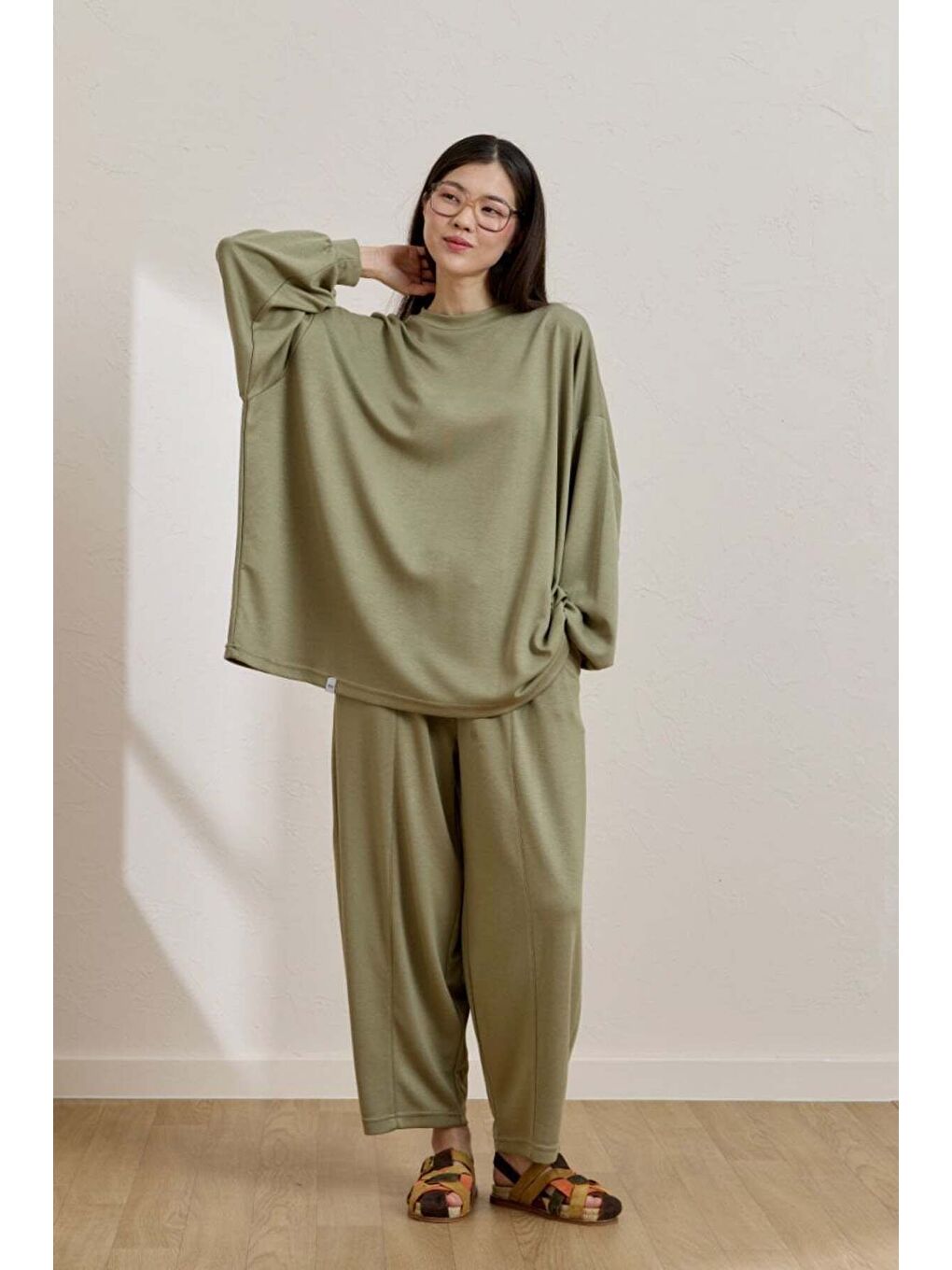 Yeşil Çağla Şalvar Takım-5