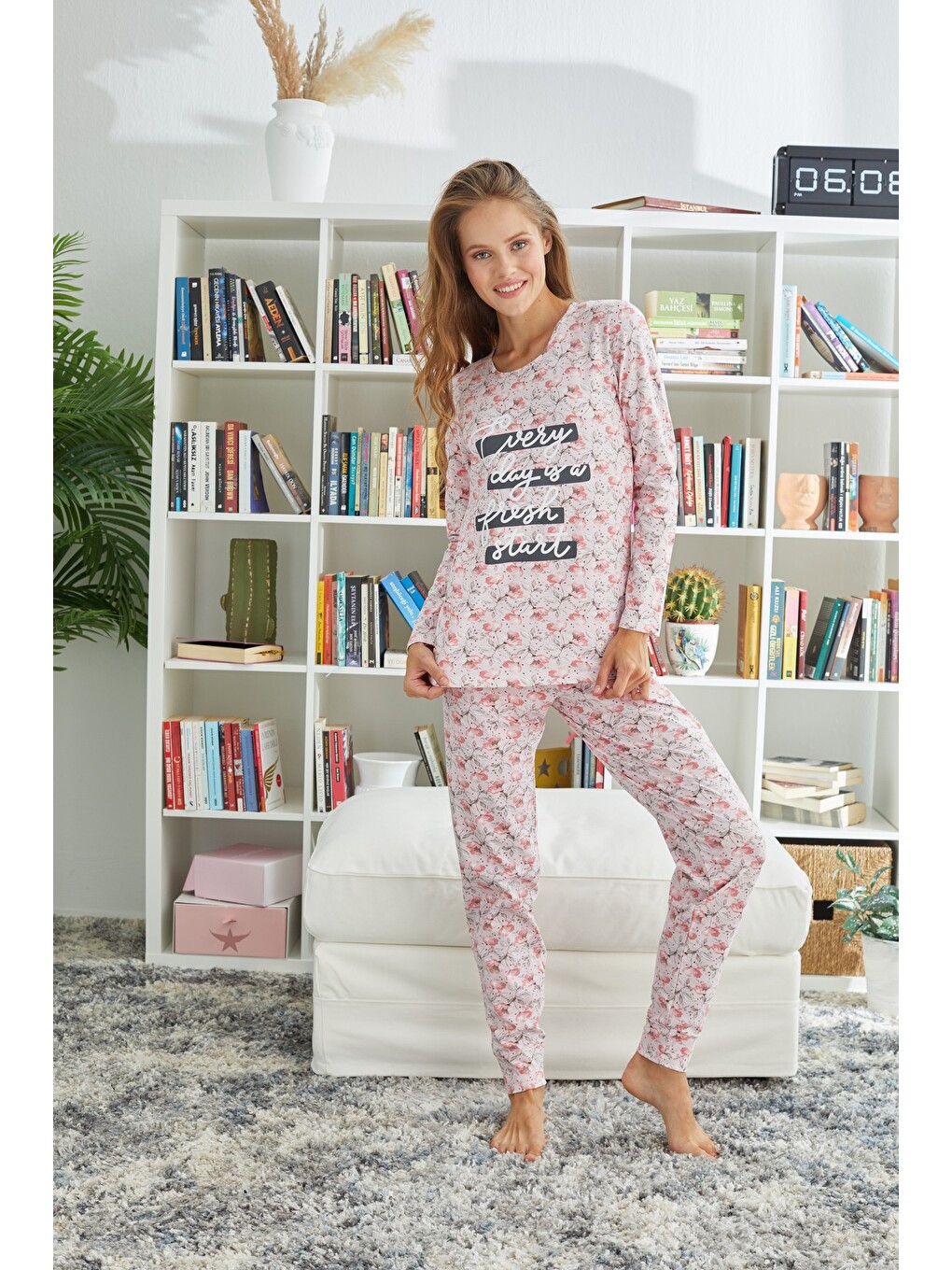 Karışık Pamuklu Elastanlı Örme Pijama Takım-1
