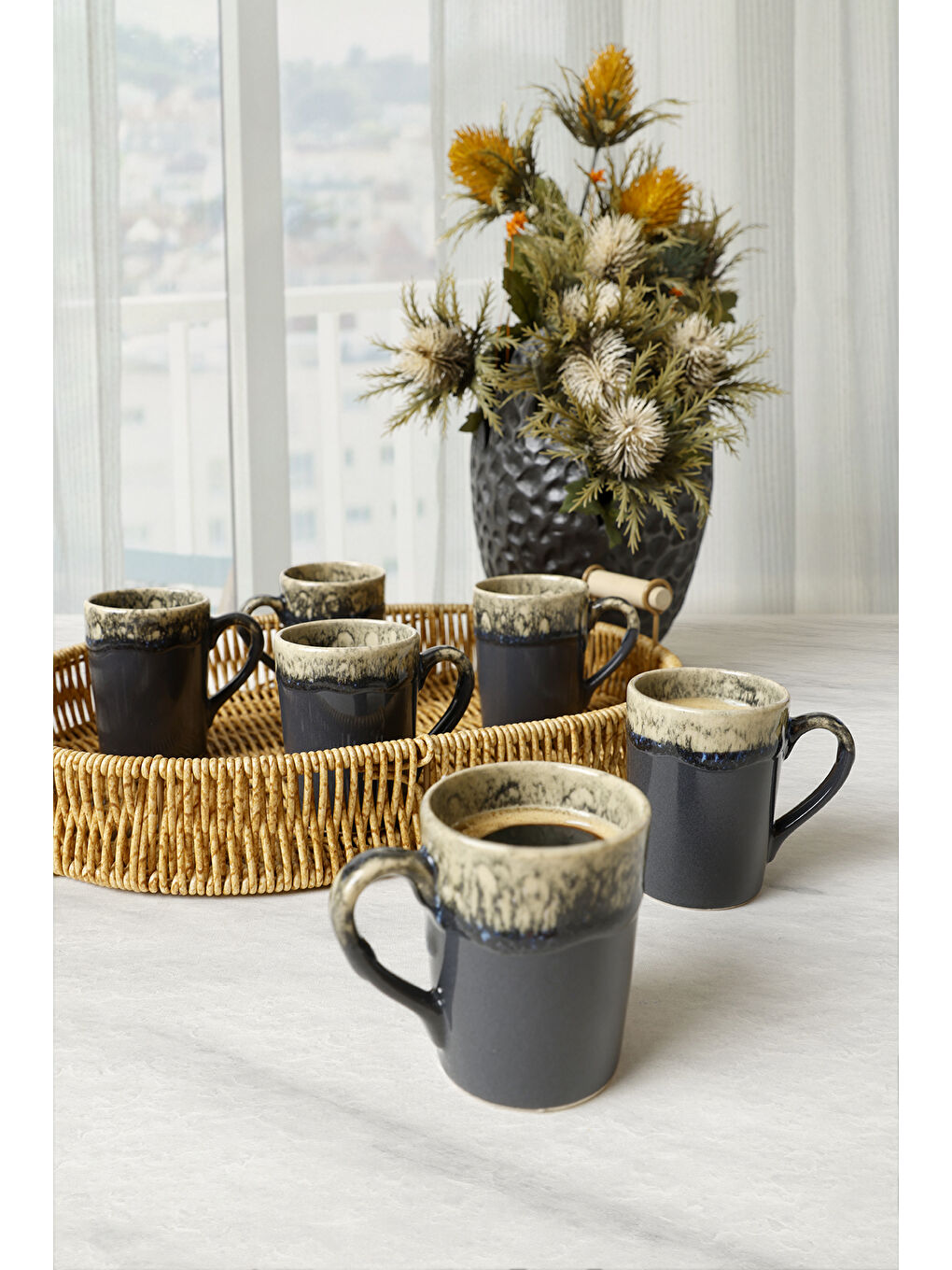 Shizen Gri Zen Kupa 8 Cm 6 Adet