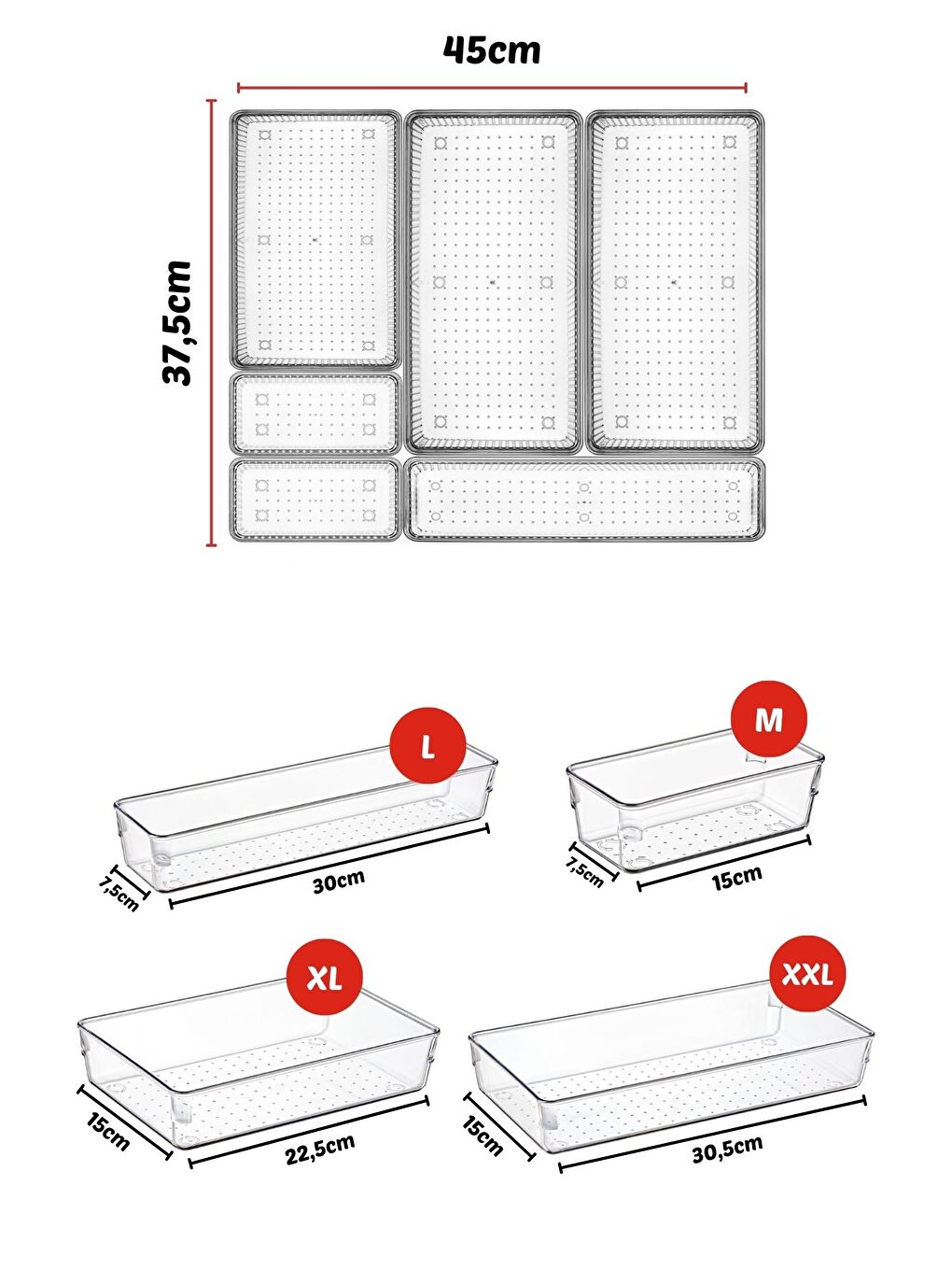 Nandy Home Beyaz 6 Parça Çekmece İçi Düzenleyici  Organizer Set - 1