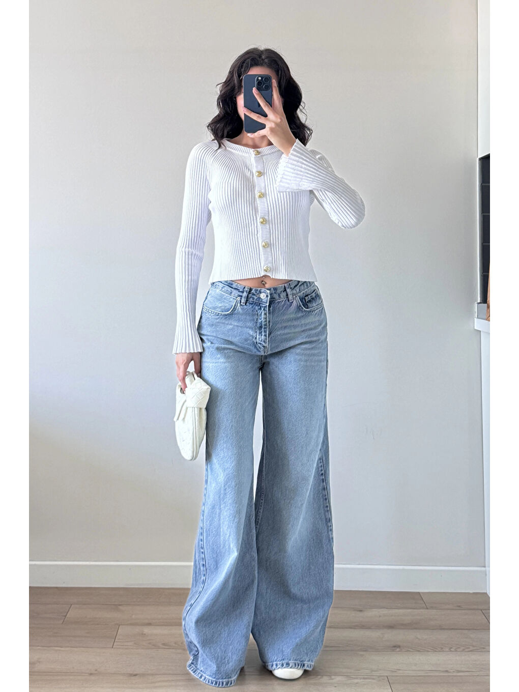 Kadın Beyaz İspanyol Kol Hırka 1014-2425-1