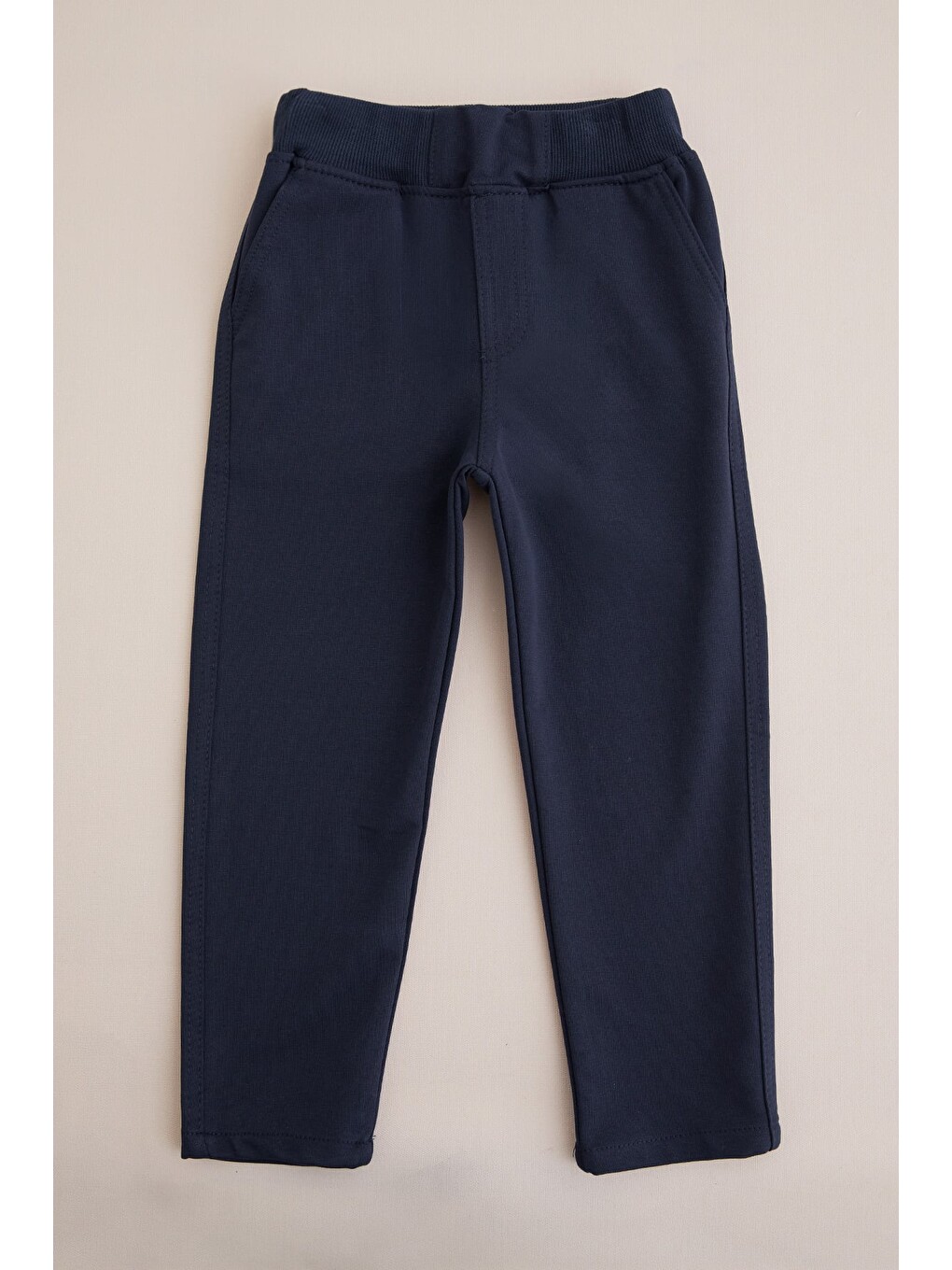 Lacivert Beli Bağcıklı Penye Kumaş Unisex Çocuk Pantolon