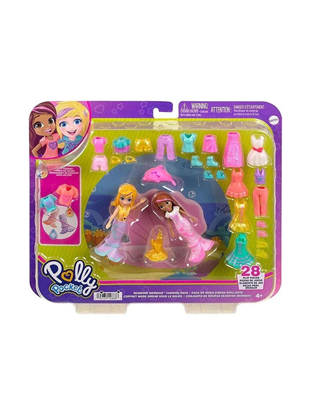 Polly Pocket Beyaz-Renklibaskı Arkadaşları Farklı Moda Aksesuarları Oyun Setleri HKV96