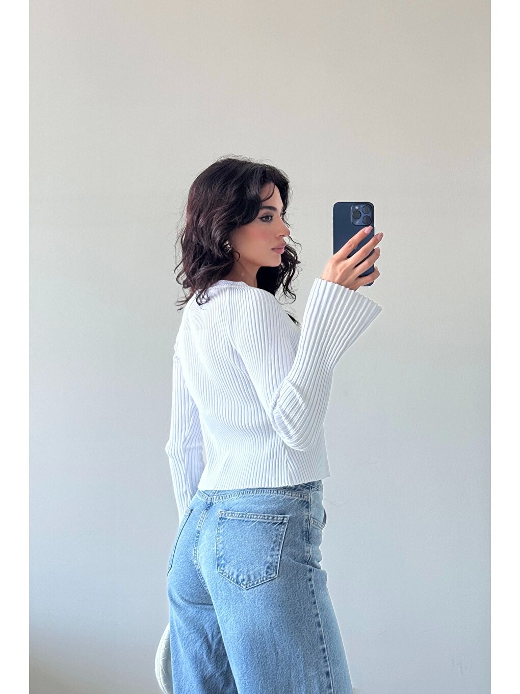 Kadın Beyaz İspanyol Kol Hırka 1014-2425-2