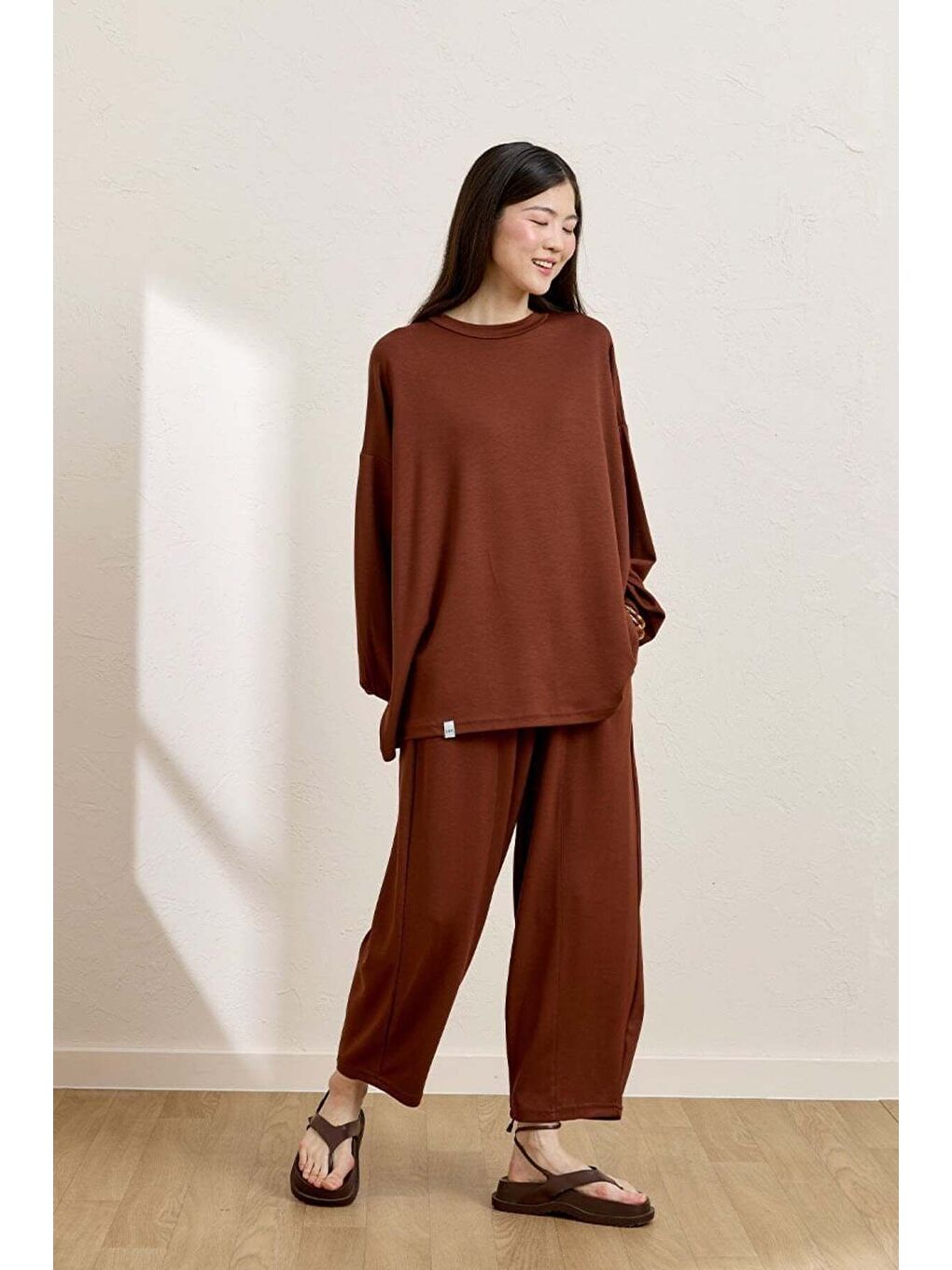 Kahverengi Camel Şalvar Takım-4