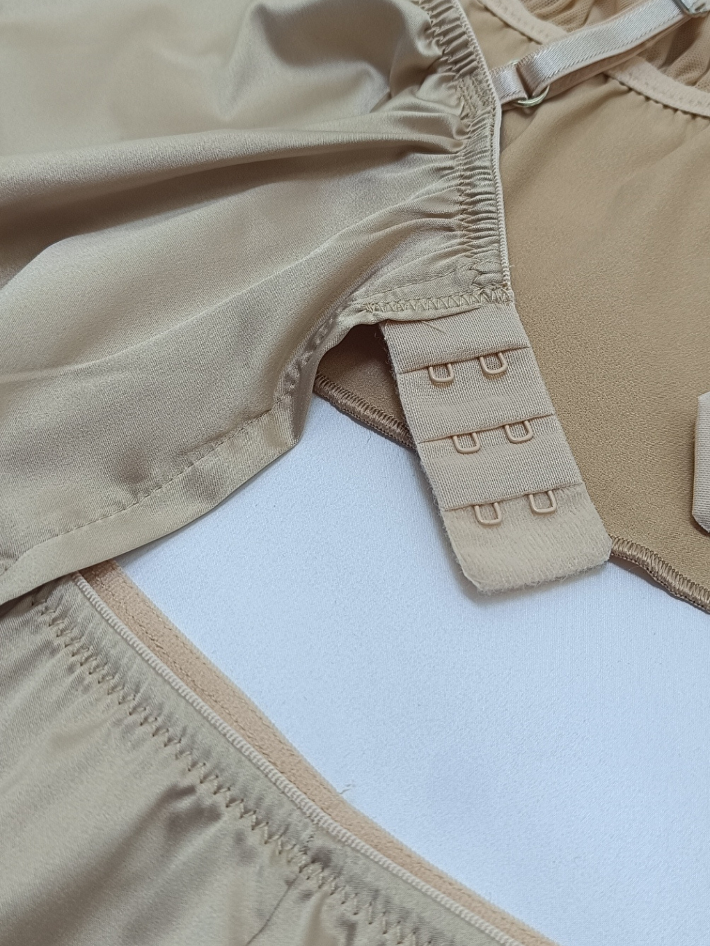 Kahverengi Kadın Çapraz Askı Detaylı Saten Şortlu 2 Li Set Bb2051-2