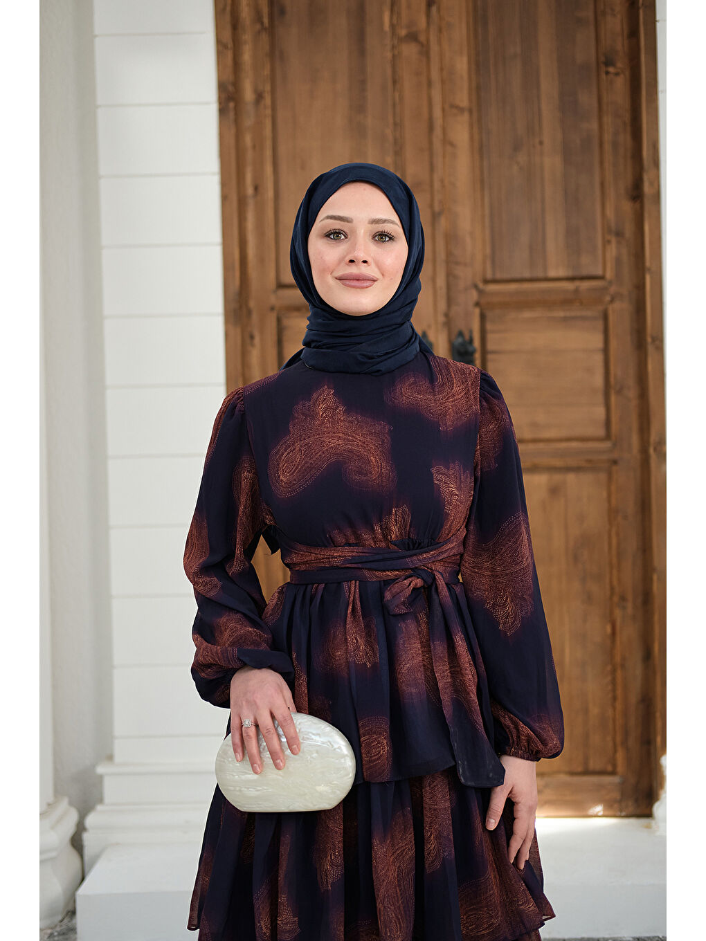 Kadın Kat Kat Dökümlü Şifon Elbise Mor-2