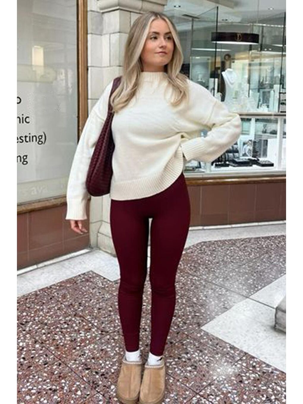 Bordo Yüksek Bel Kadın Tayt Mg2230